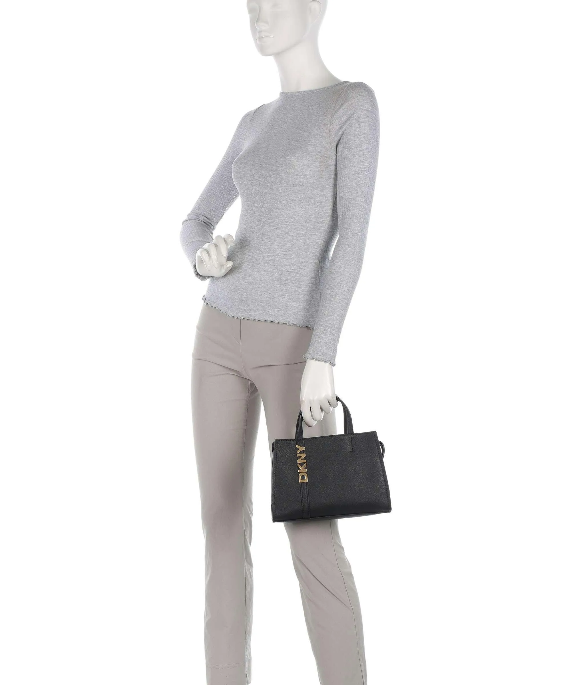  DKNY Avril Borsa a mano pelle di vacchetta finemente grana nero  