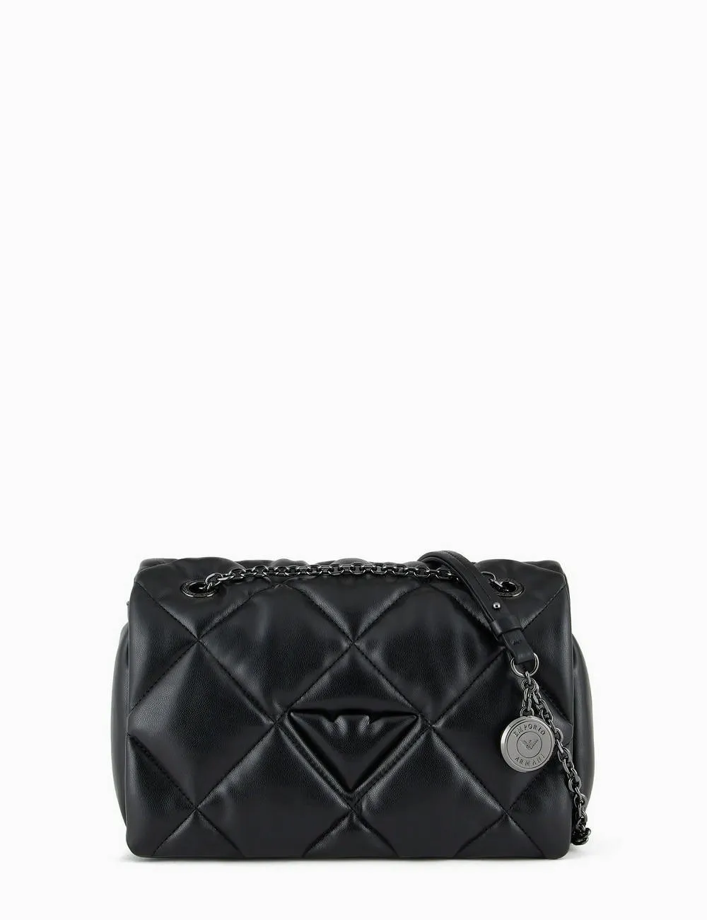 Emporio Armani     Borsa a tracolla con patta effetto nappa matelassé nera
