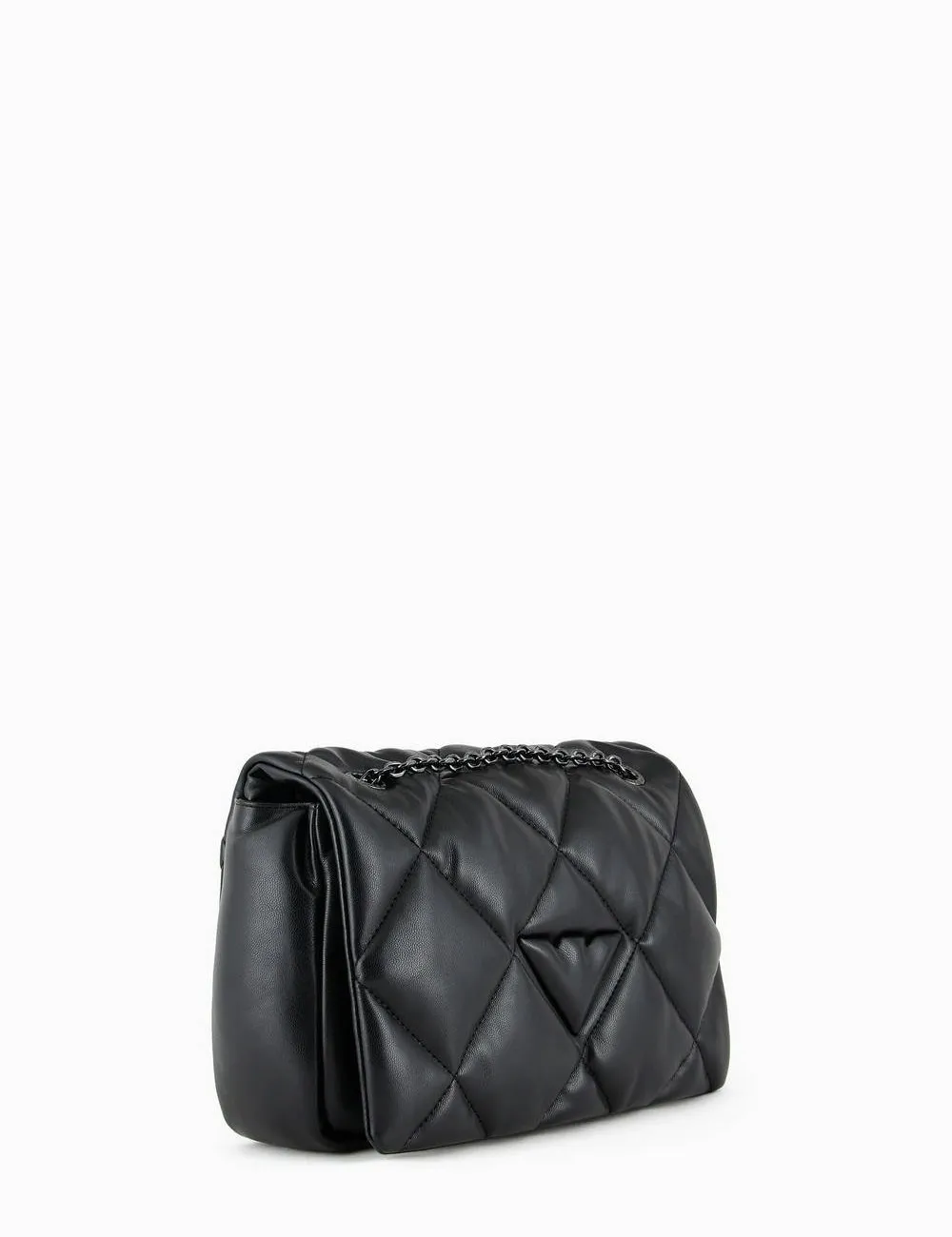 Emporio Armani     Borsa a tracolla con patta effetto nappa matelassé nera