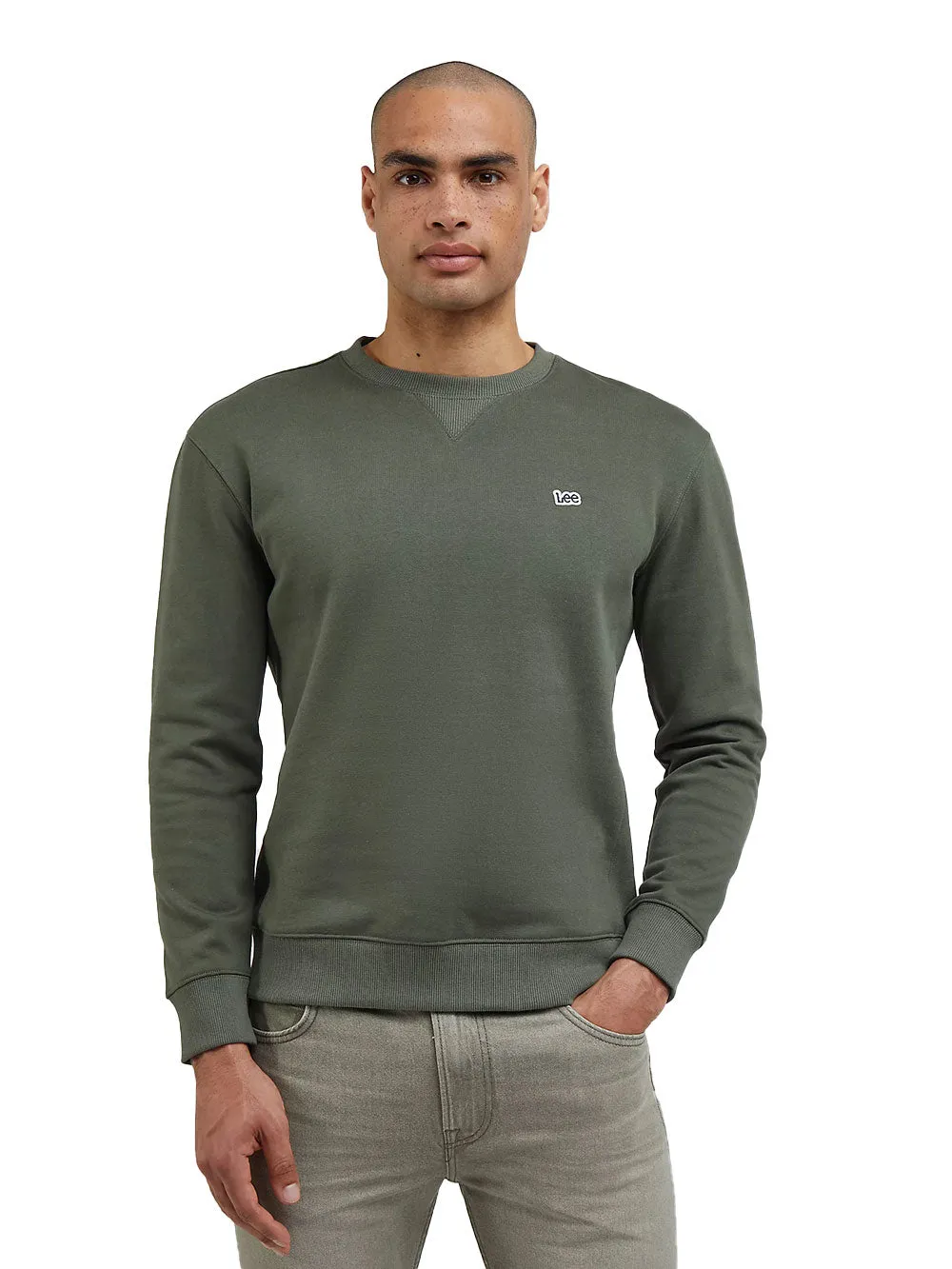 Felpa Uomo verde con logo ricamato