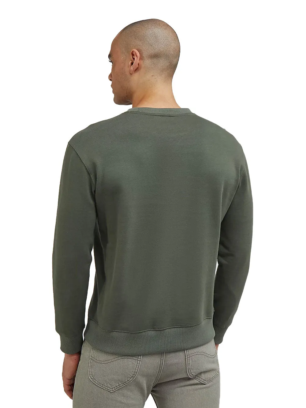 Felpa Uomo verde con logo ricamato