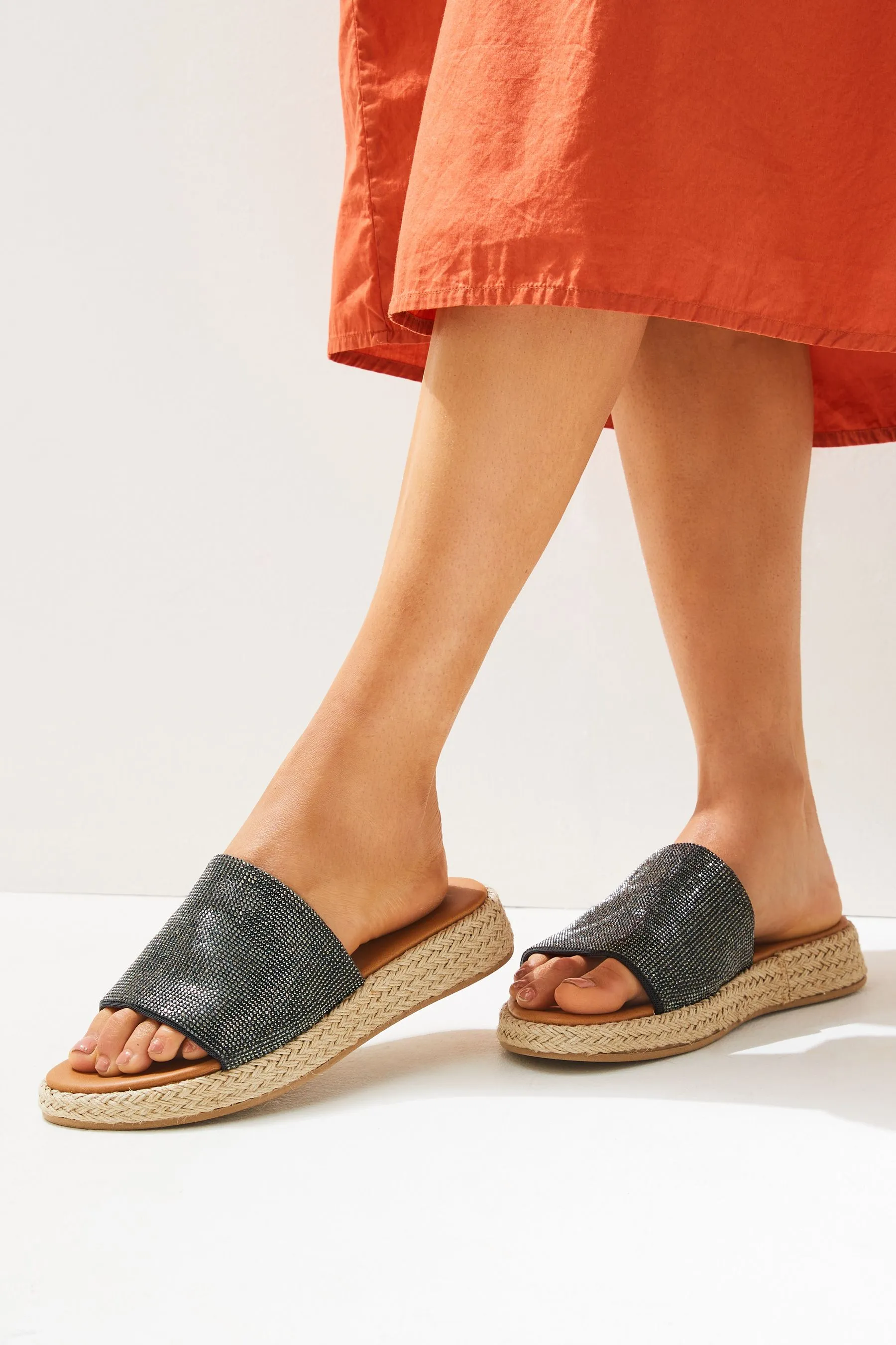 Forever Comfort® - Sandali con plateau con pietre