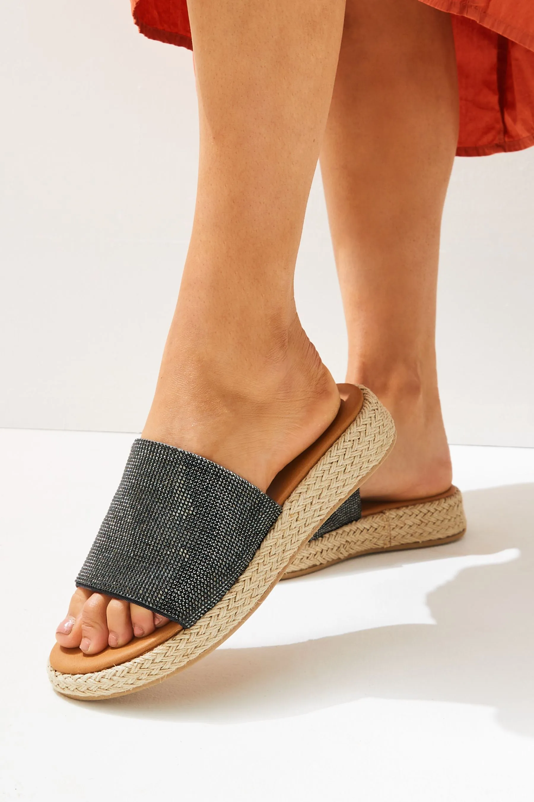 Forever Comfort® - Sandali con plateau con pietre