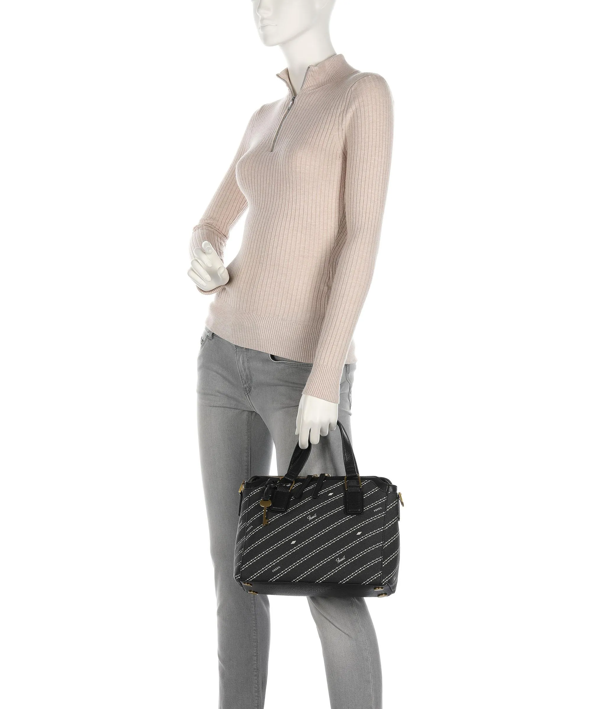  Fossil Jacqueline Borsa a mano pelle sintetica nero  