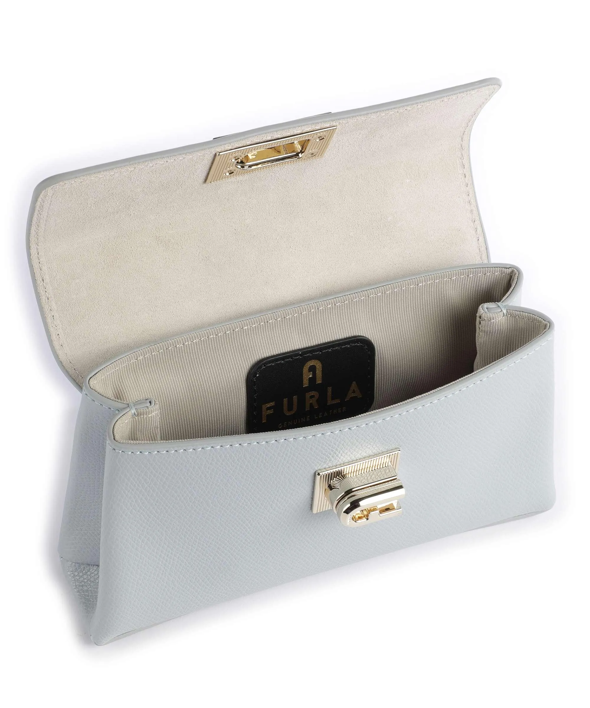 Furla 1927 Mini Borsa a tracolla pelle granulata blu chiaro  