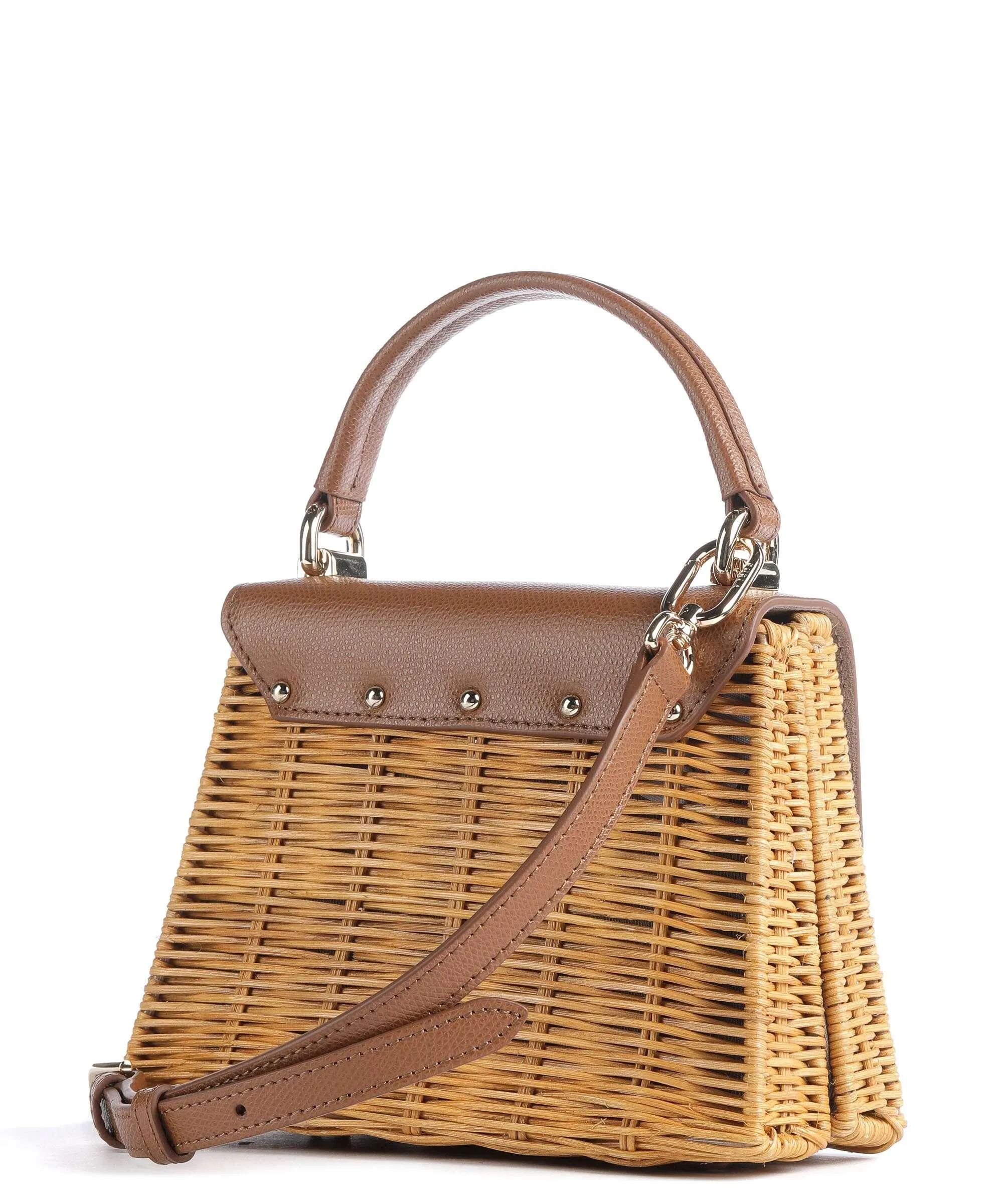  Furla 1927 Mini Borsa a tracolla rattan, pelle granulata marrone  