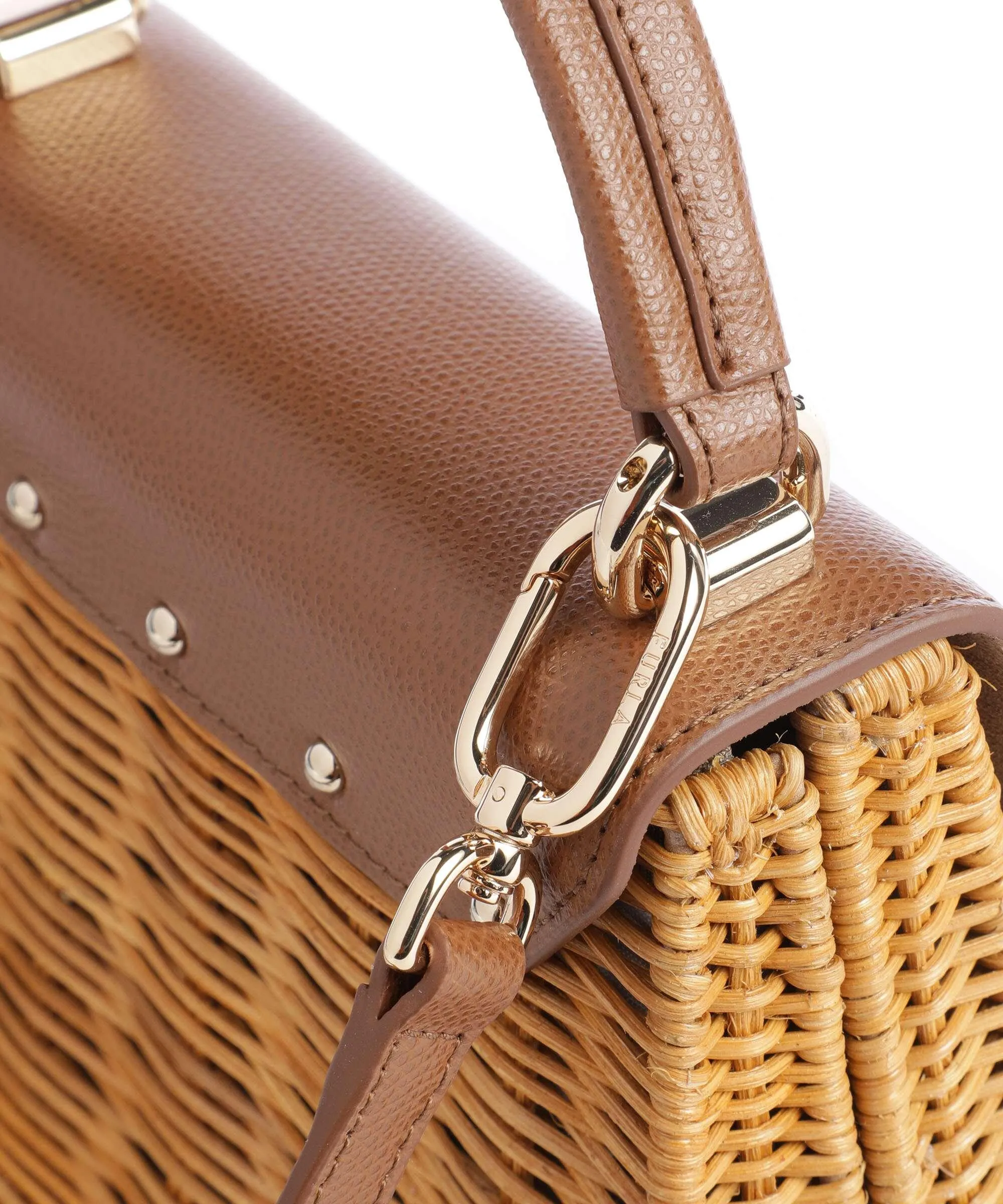  Furla 1927 Mini Borsa a tracolla rattan, pelle granulata marrone  