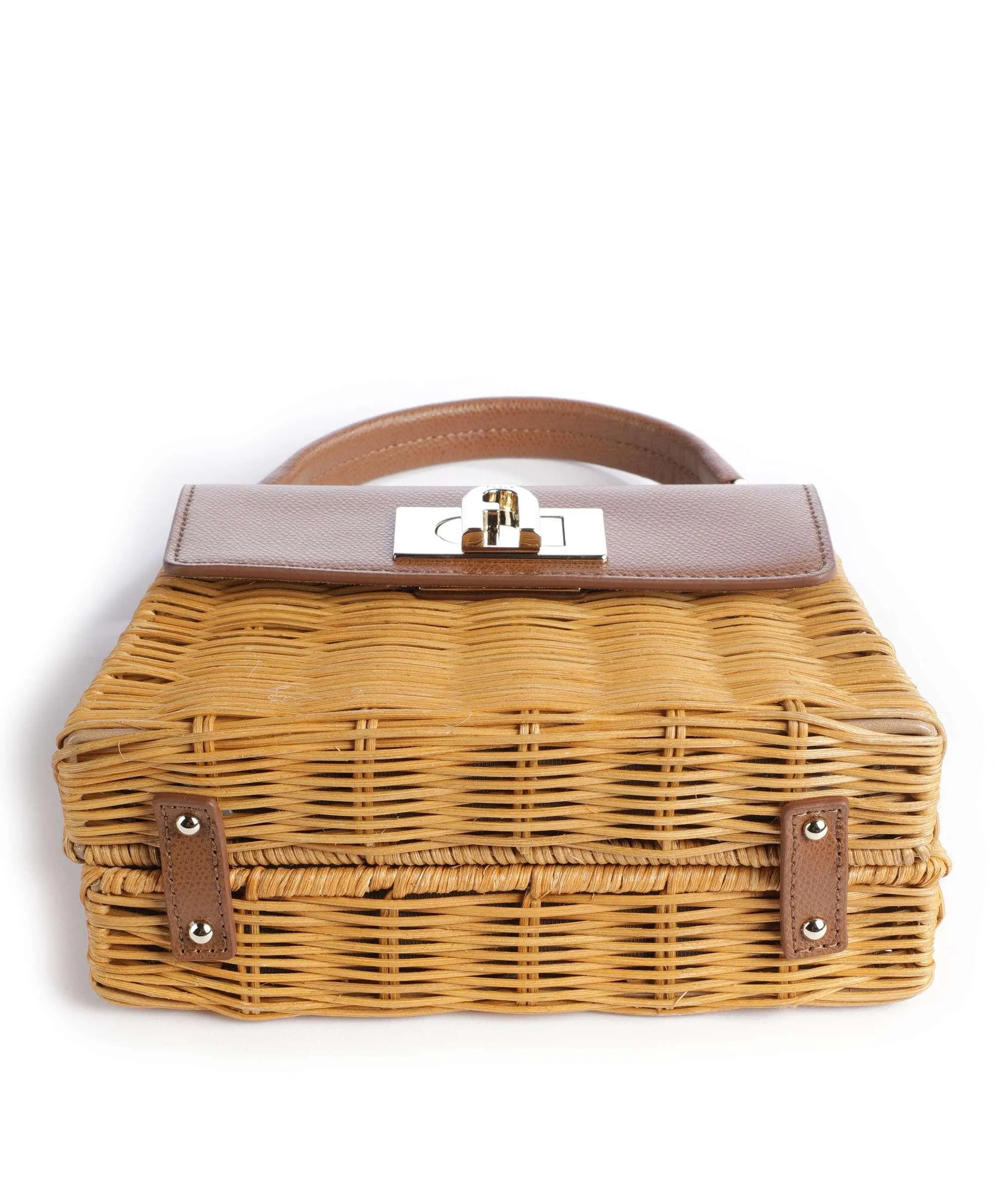  Furla 1927 Mini Borsa a tracolla rattan, pelle granulata marrone  