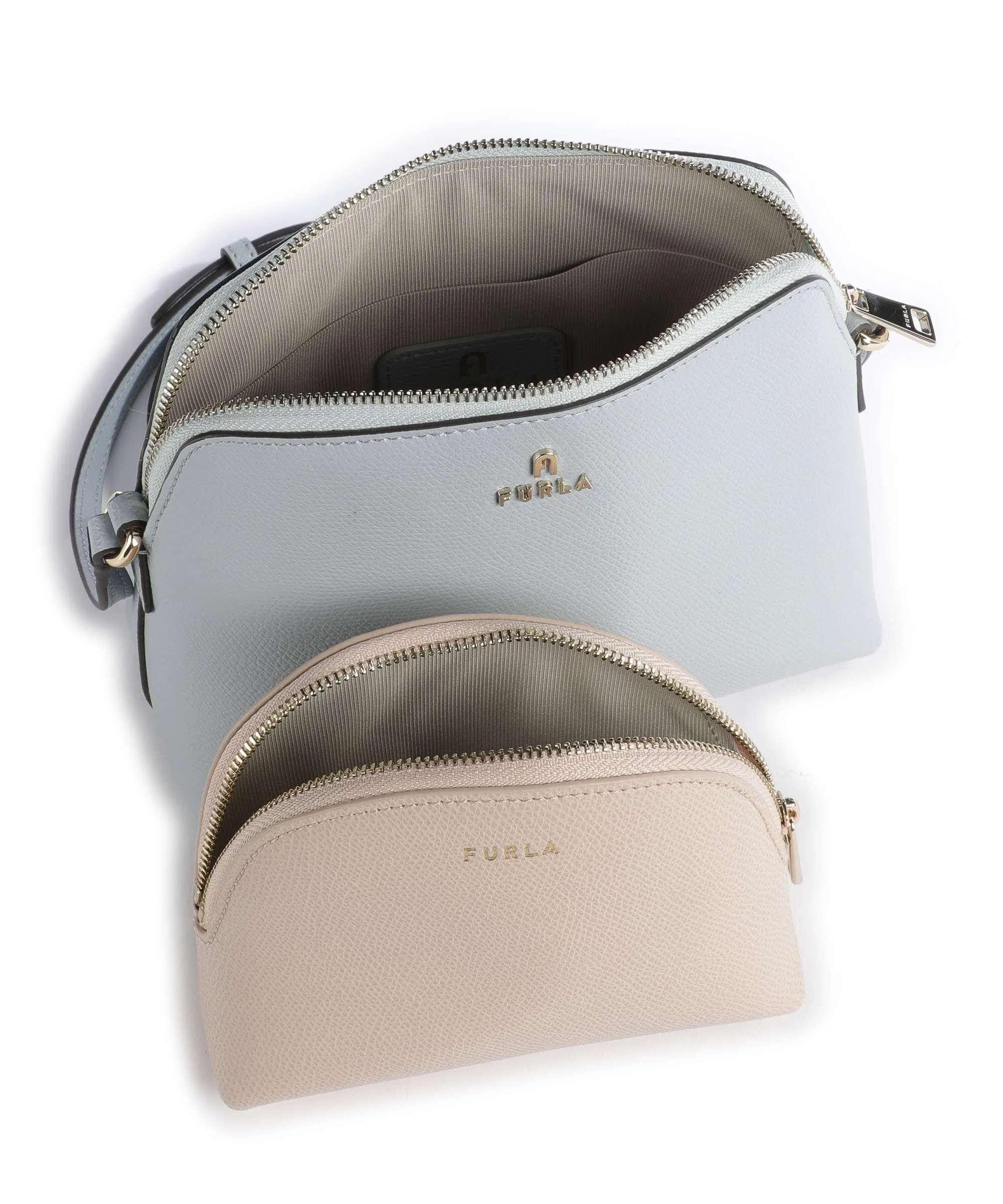  Furla Camelia Set Borsa a tracolla pelle granulata blu chiaro  