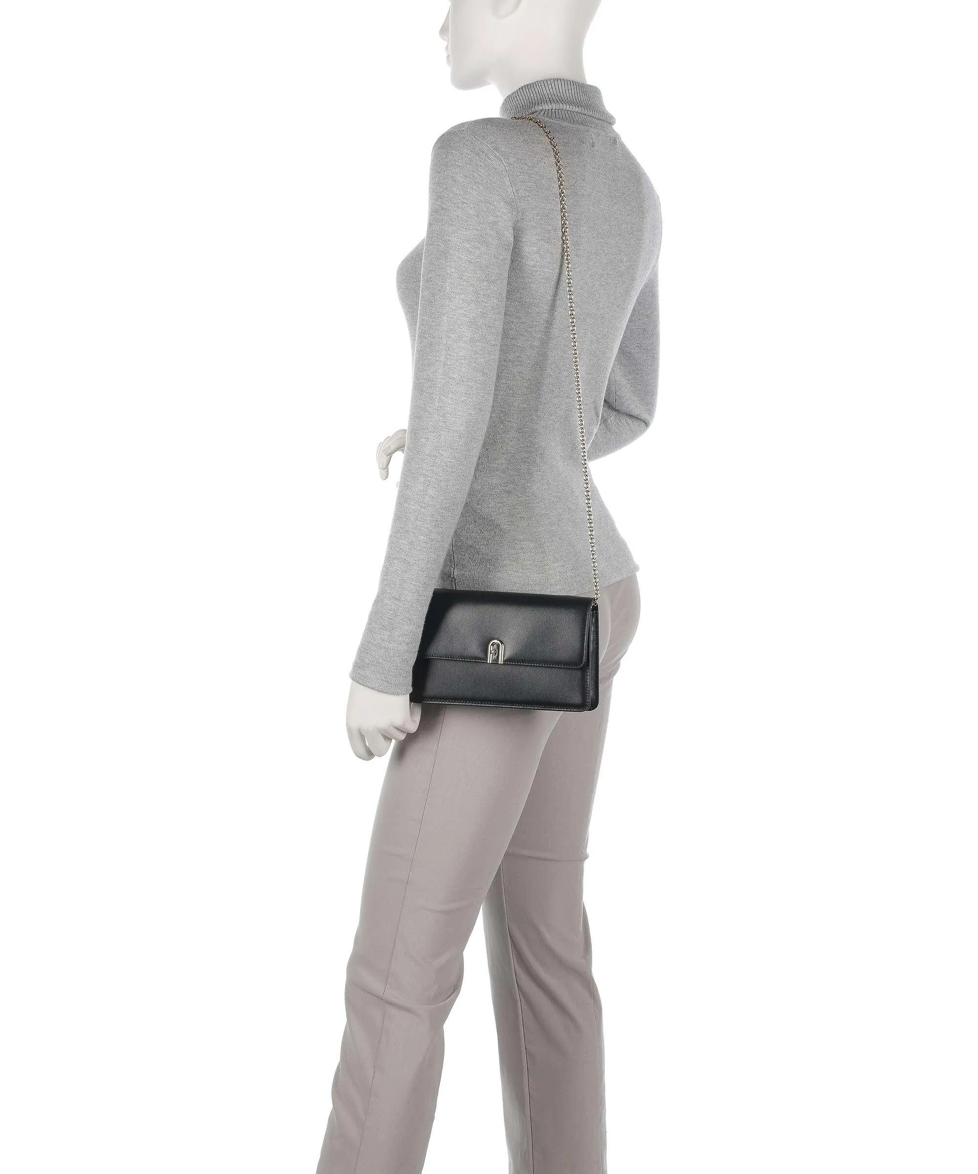  Furla Diamante Mini Borsa a tracolla pelle liscia nero  