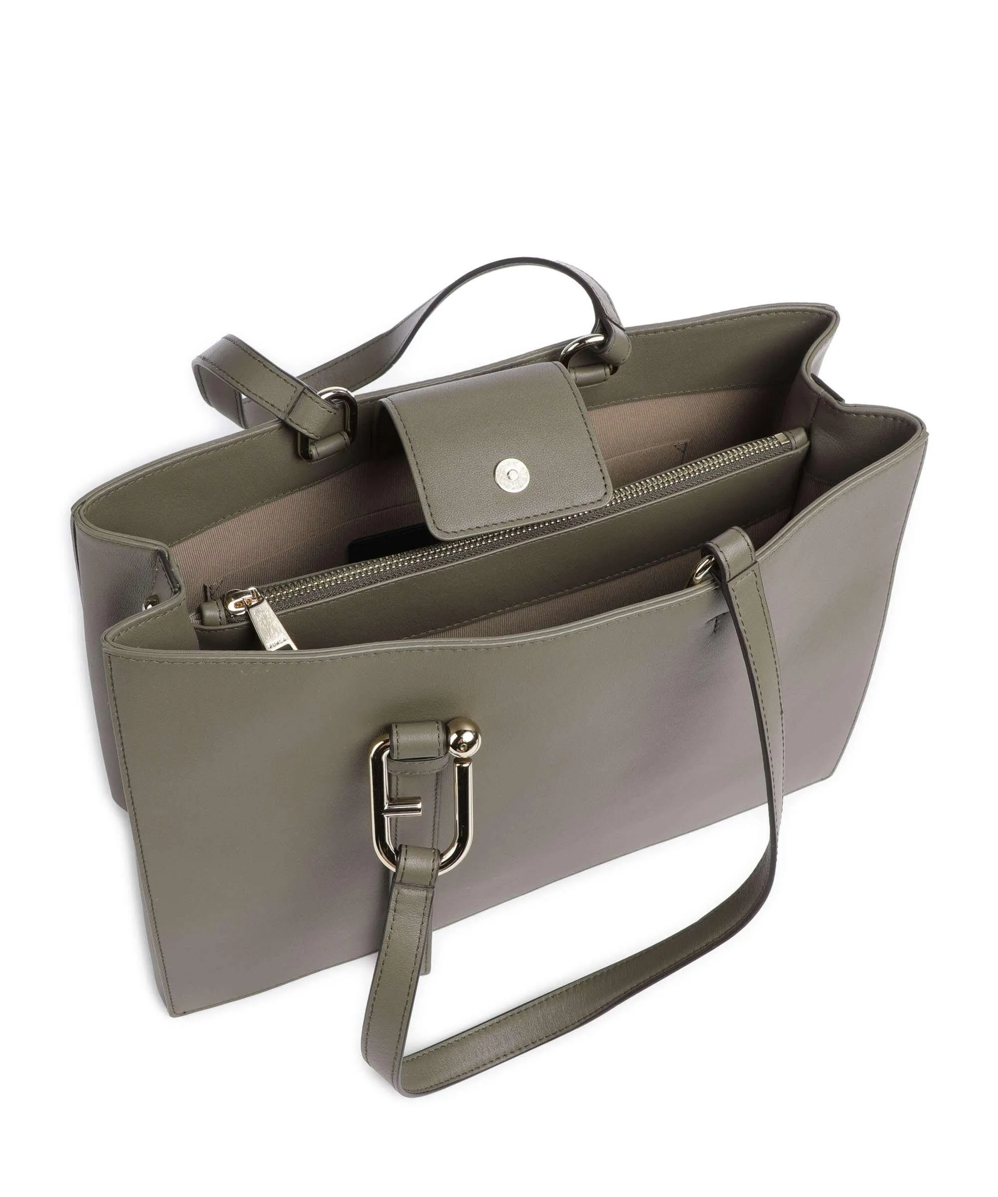  Furla Nuvola L Borsa shopper pelle a grana fine cachi  