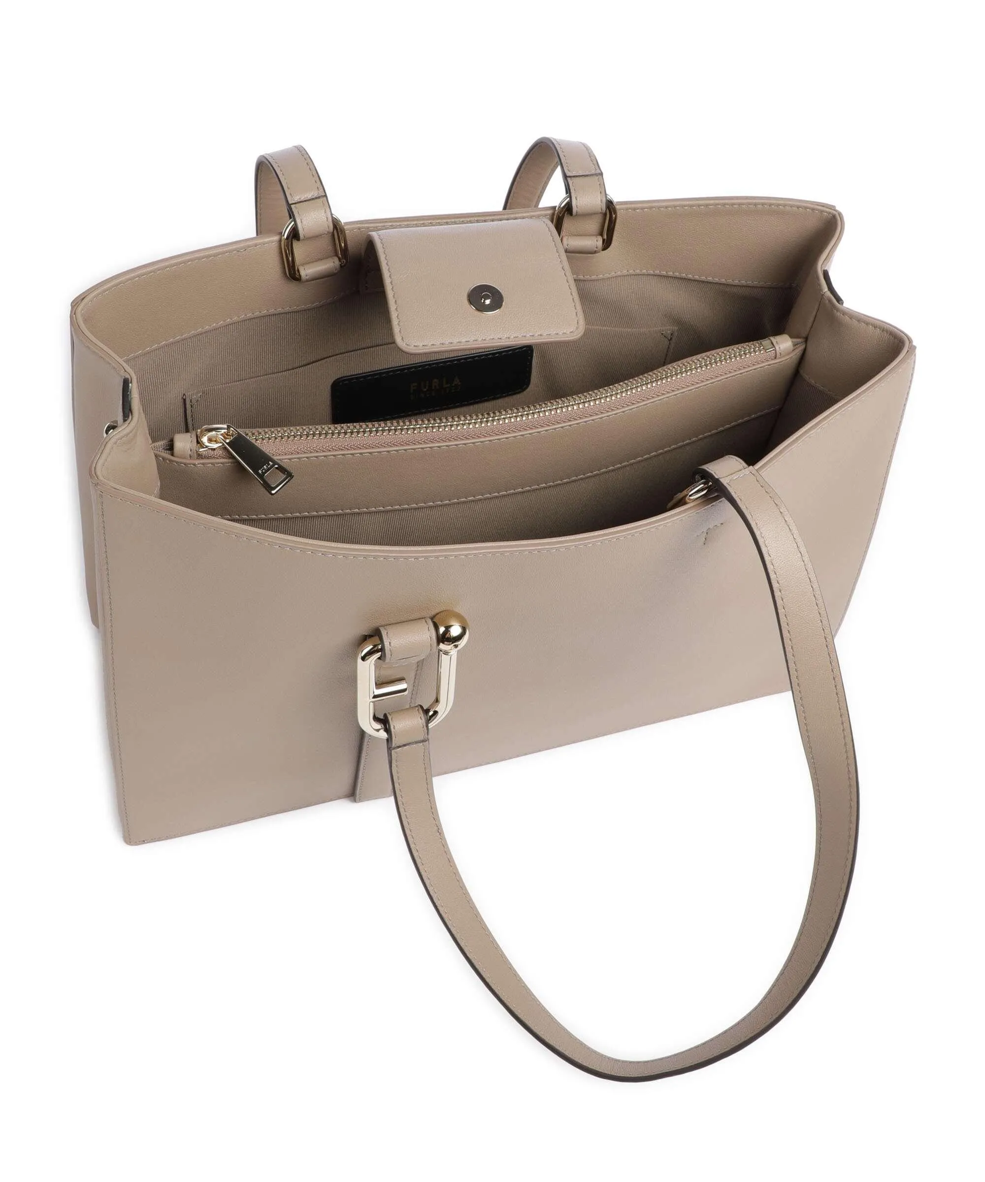  Furla Nuvola L Borsa shopper pelle a grana fine taupe  
