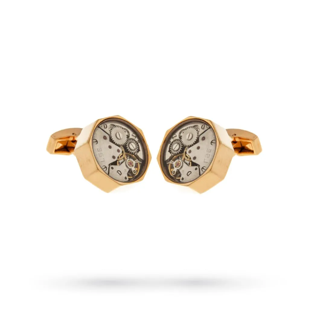 Gemelli da camicia acciaio dorato movimento orologio