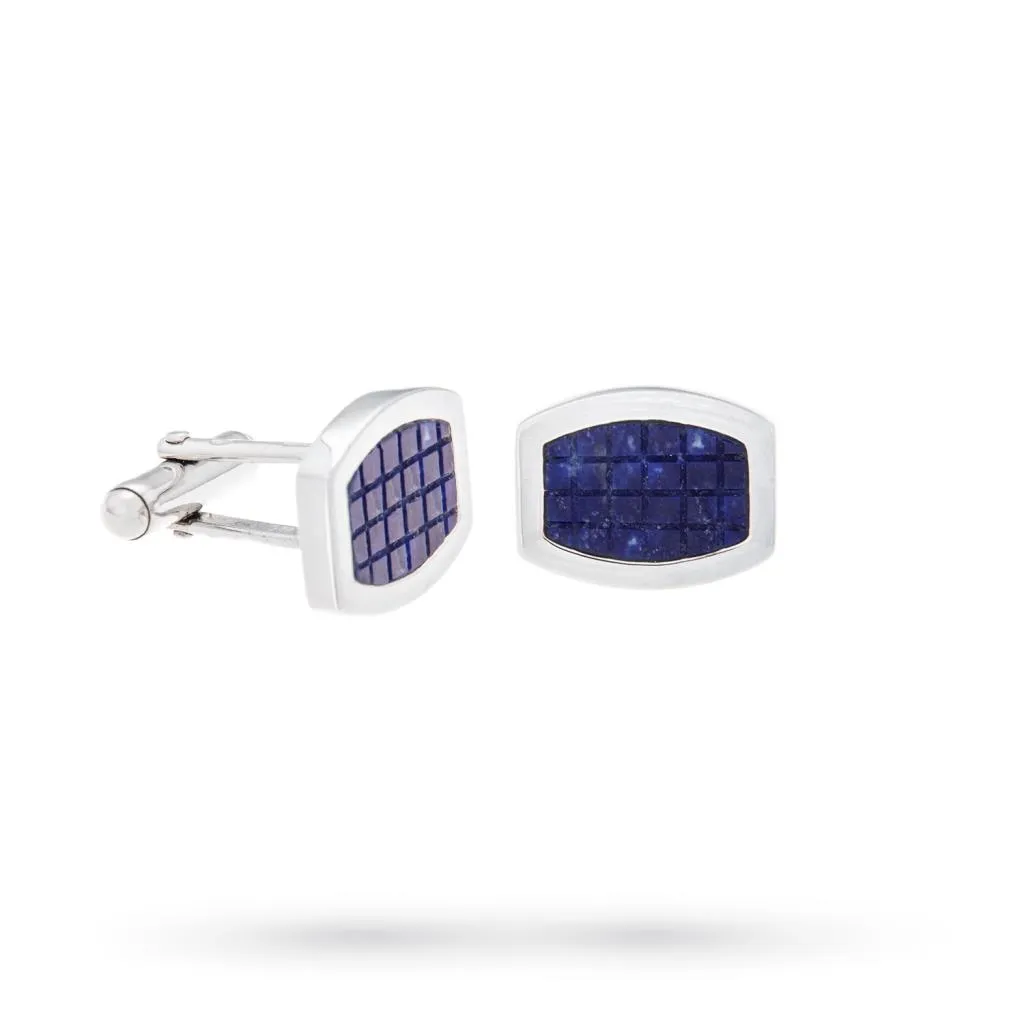 Gemelli da camicia argento 925 scudo lapislazuli incisi