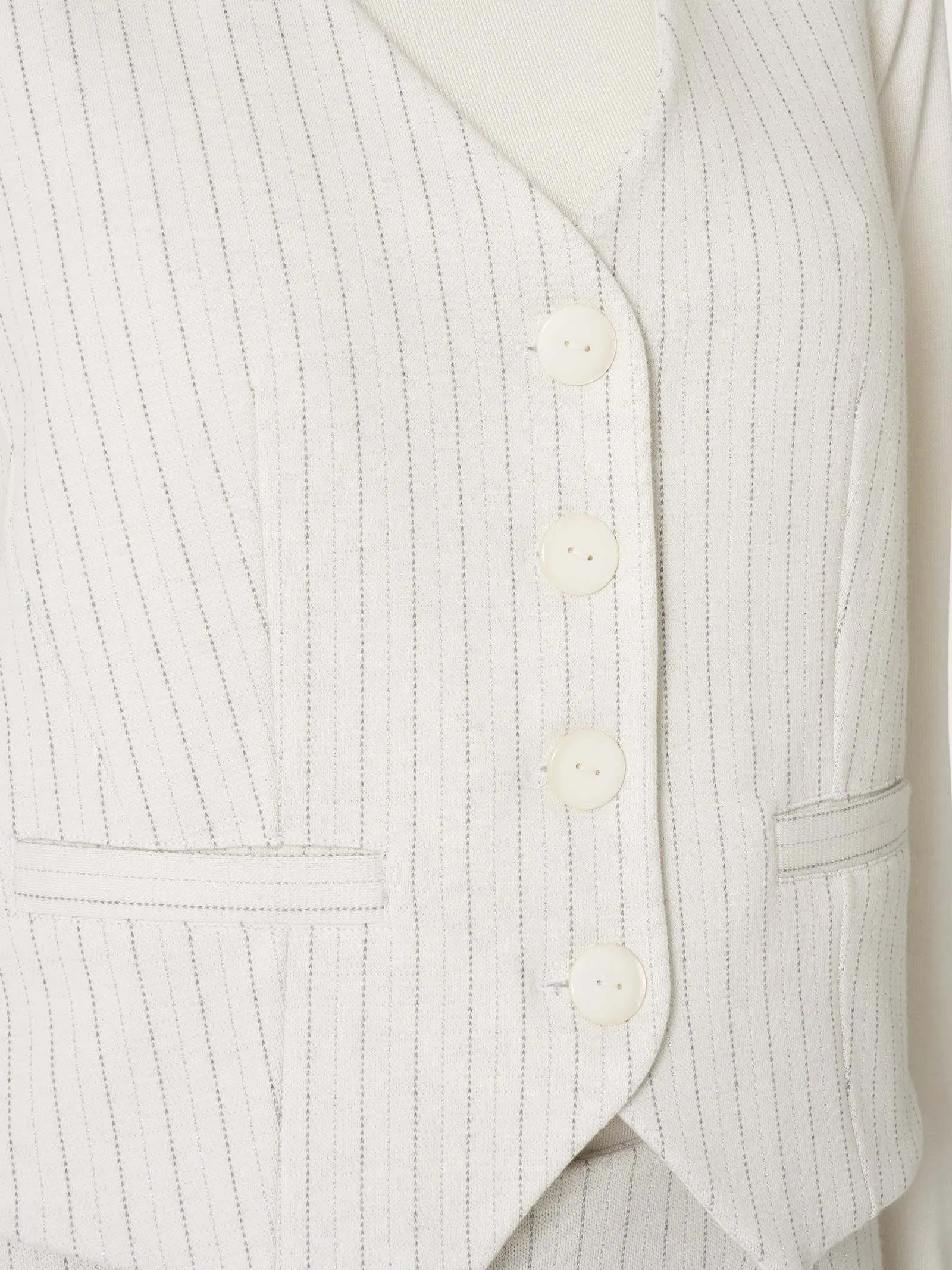 Gilet 4 bottoni gessato in tessuto Eco Jacquard - Fant.Argento Mel.