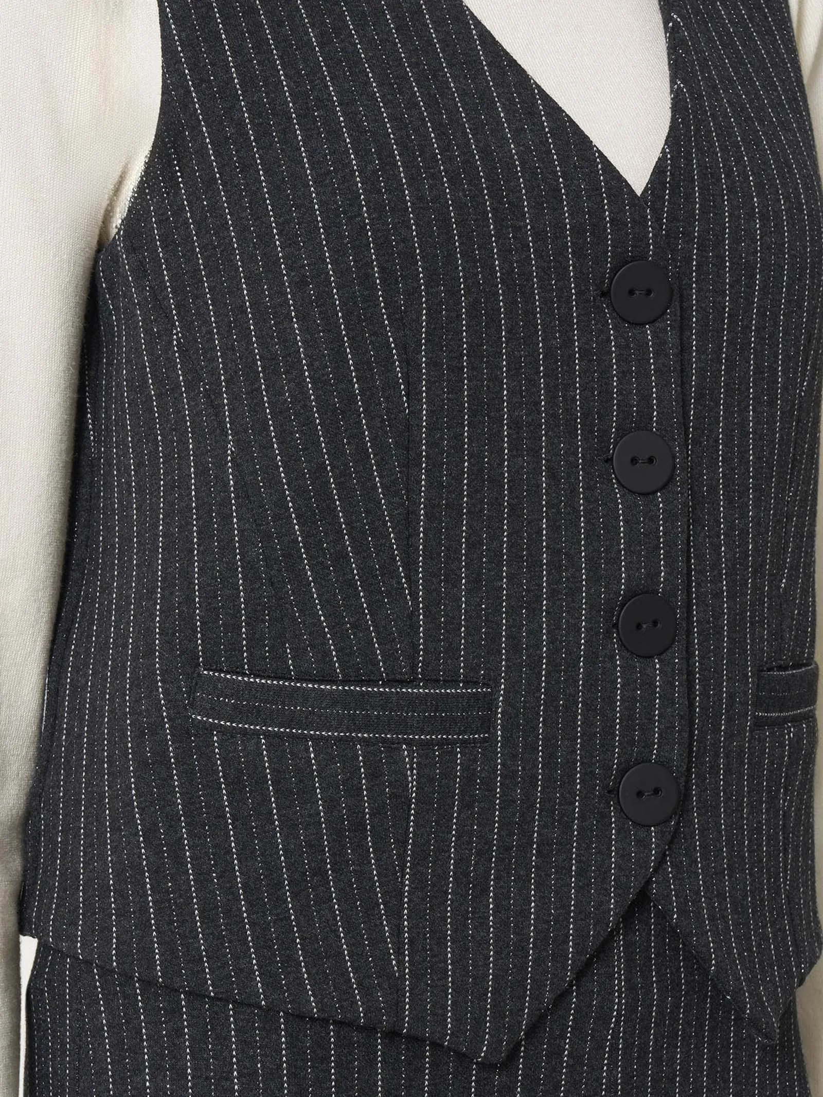 Gilet 4 bottoni gessato in tessuto Eco Jacquard - Fant.Oscuro Mel