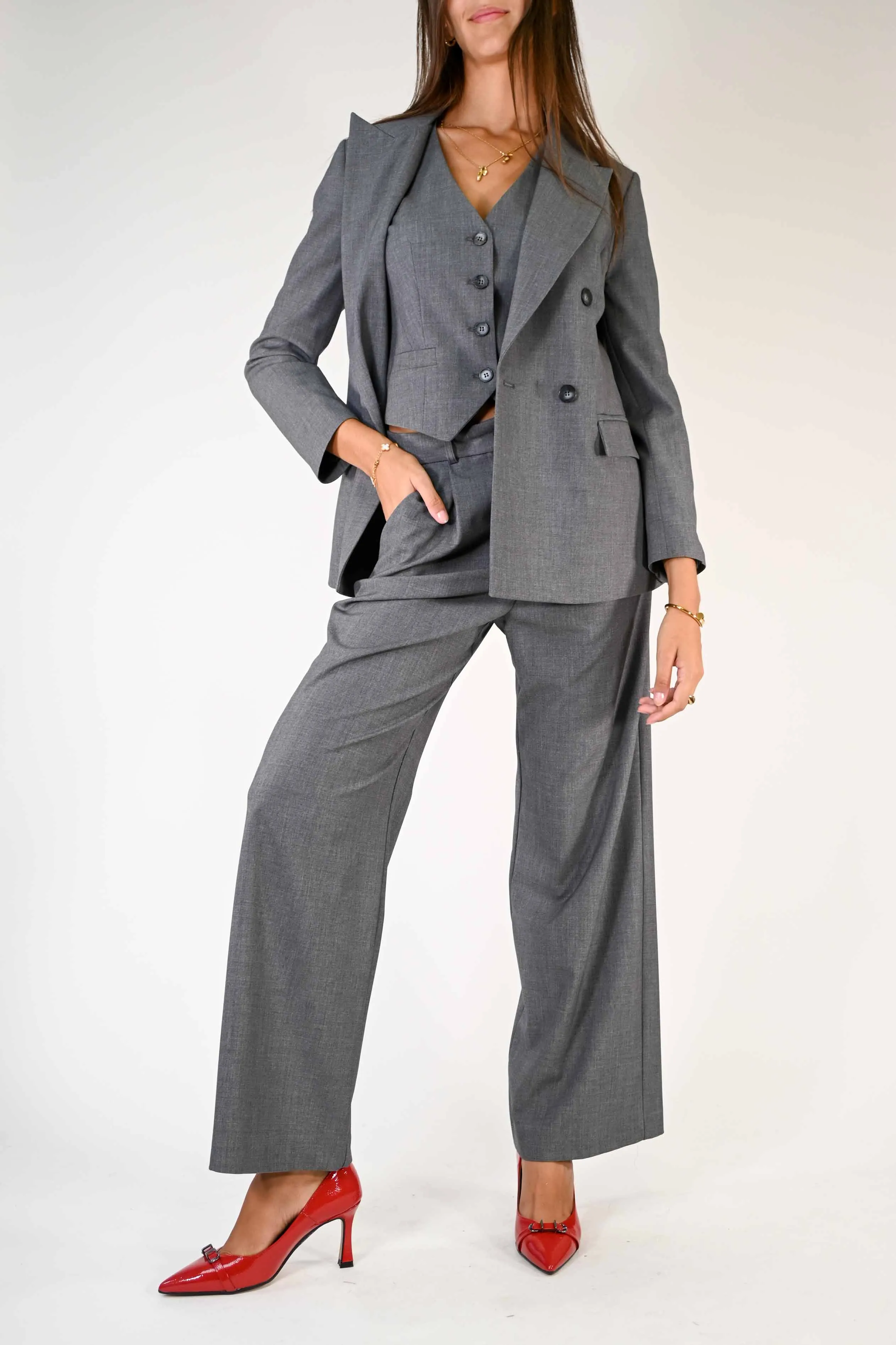 GILET 4 BOTTONI IN POLIVISCOSA COLOR GRIGIO