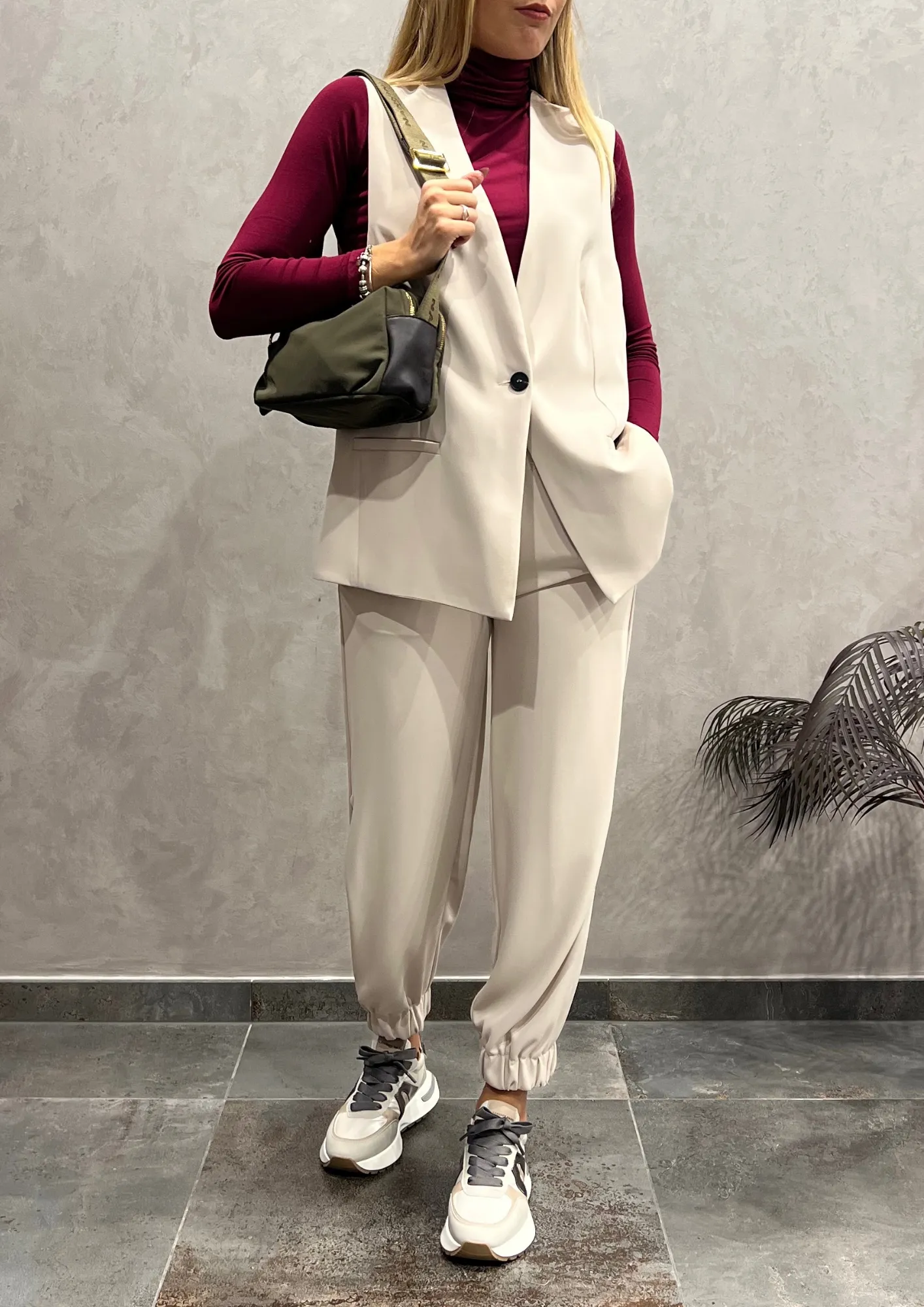 Gilet blazer cady con spacchi