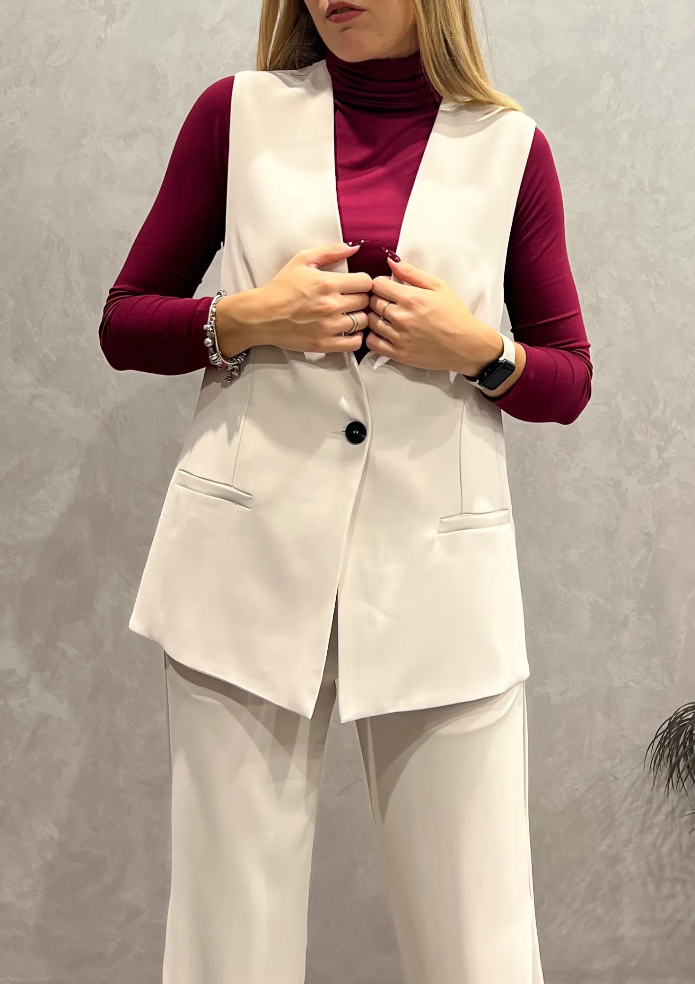 Gilet blazer cady con spacchi