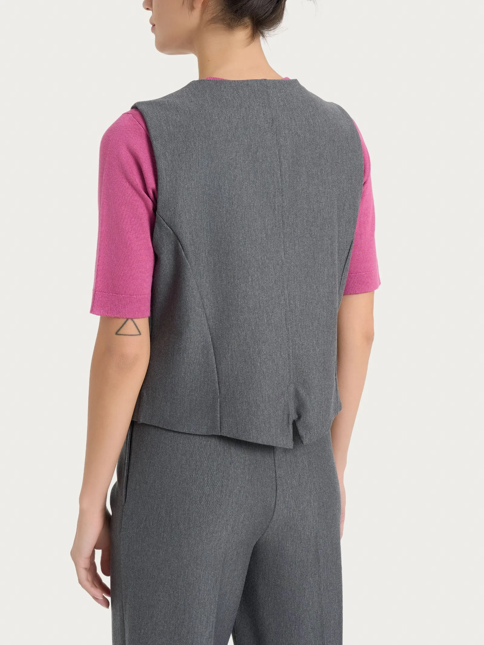Gilet con quattro bottoni in Compact  - Ardesia Mel.