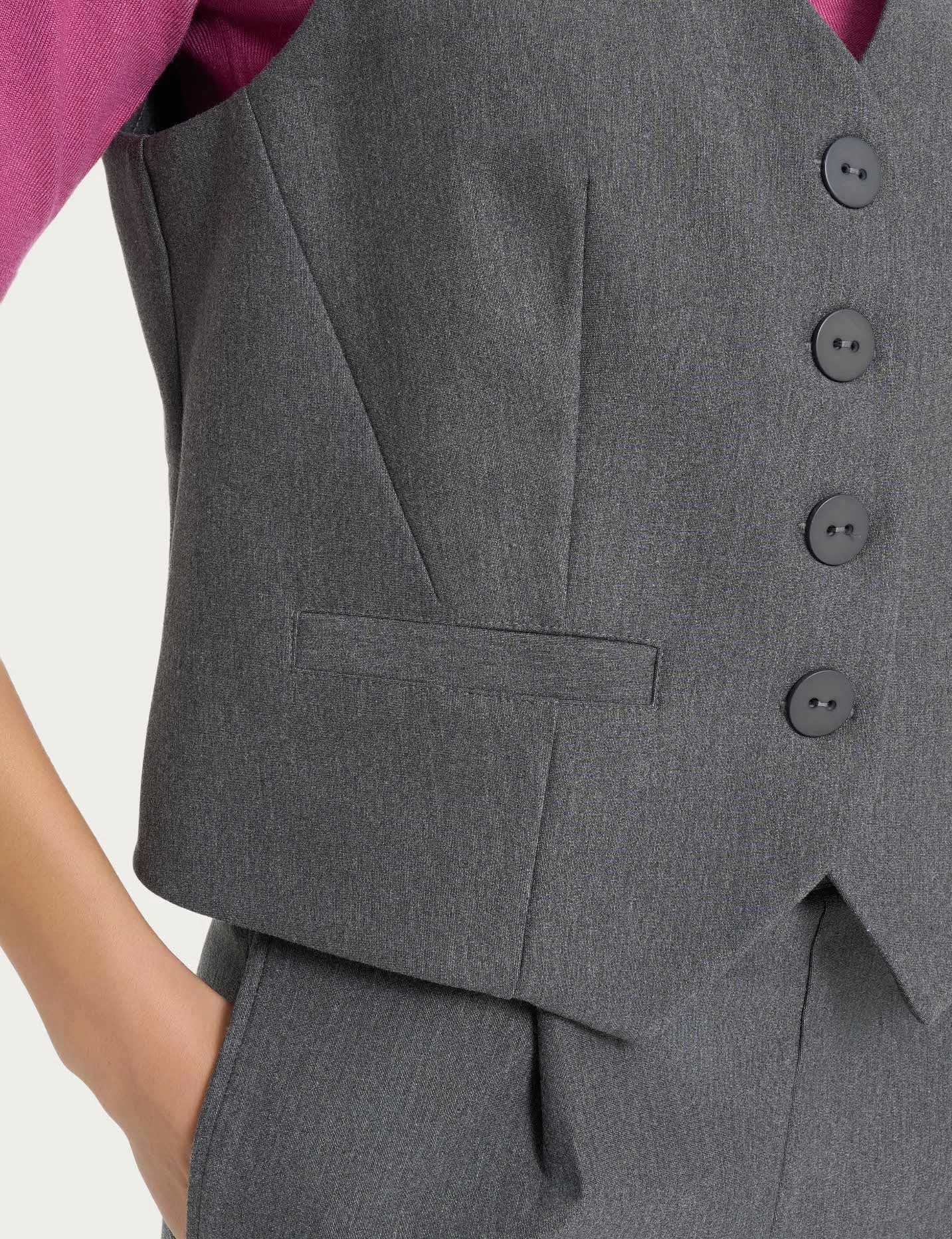 Gilet con quattro bottoni in Compact  - Ardesia Mel.