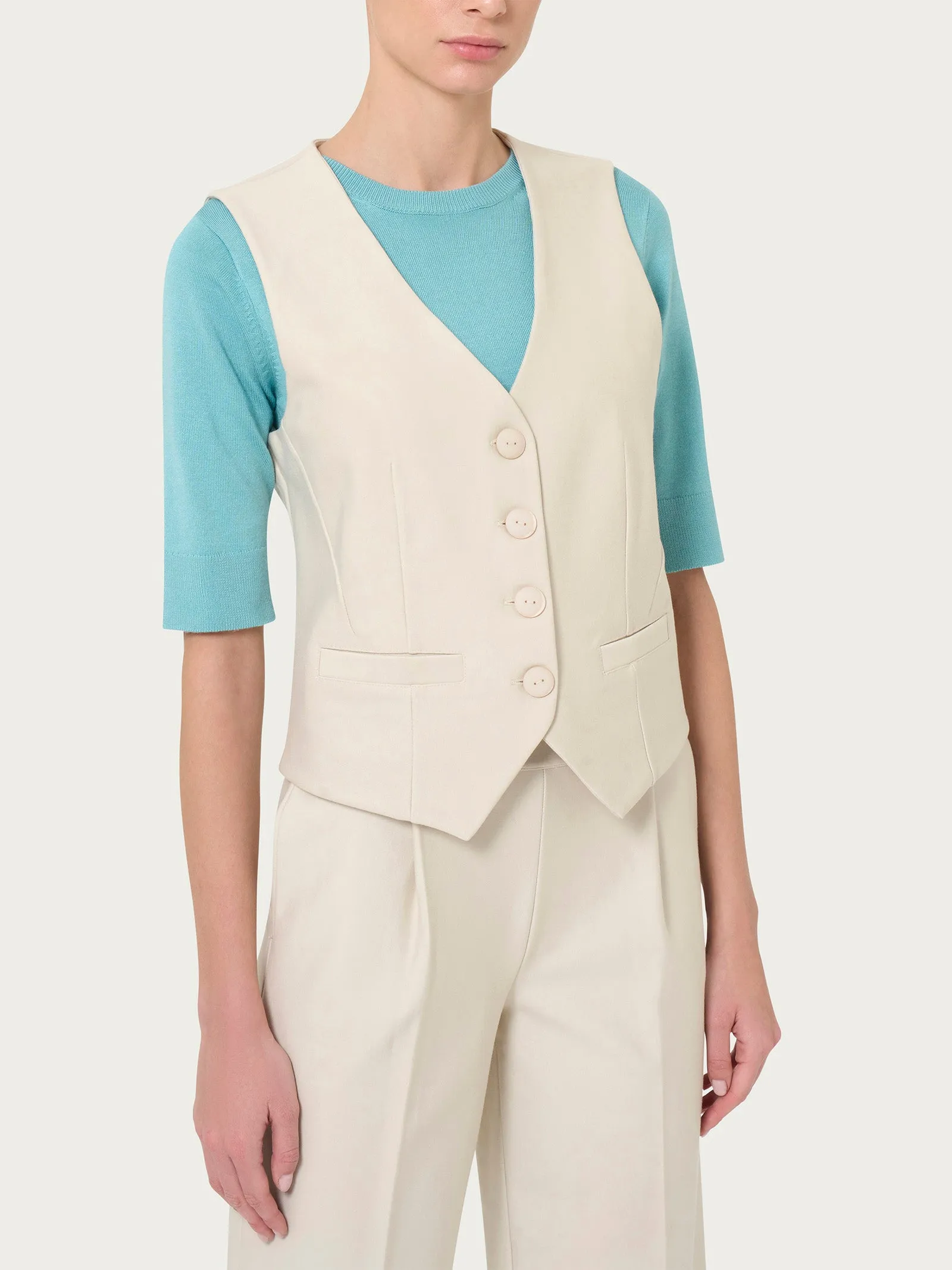 Gilet con quattro bottoni in Compact  - Champignon
