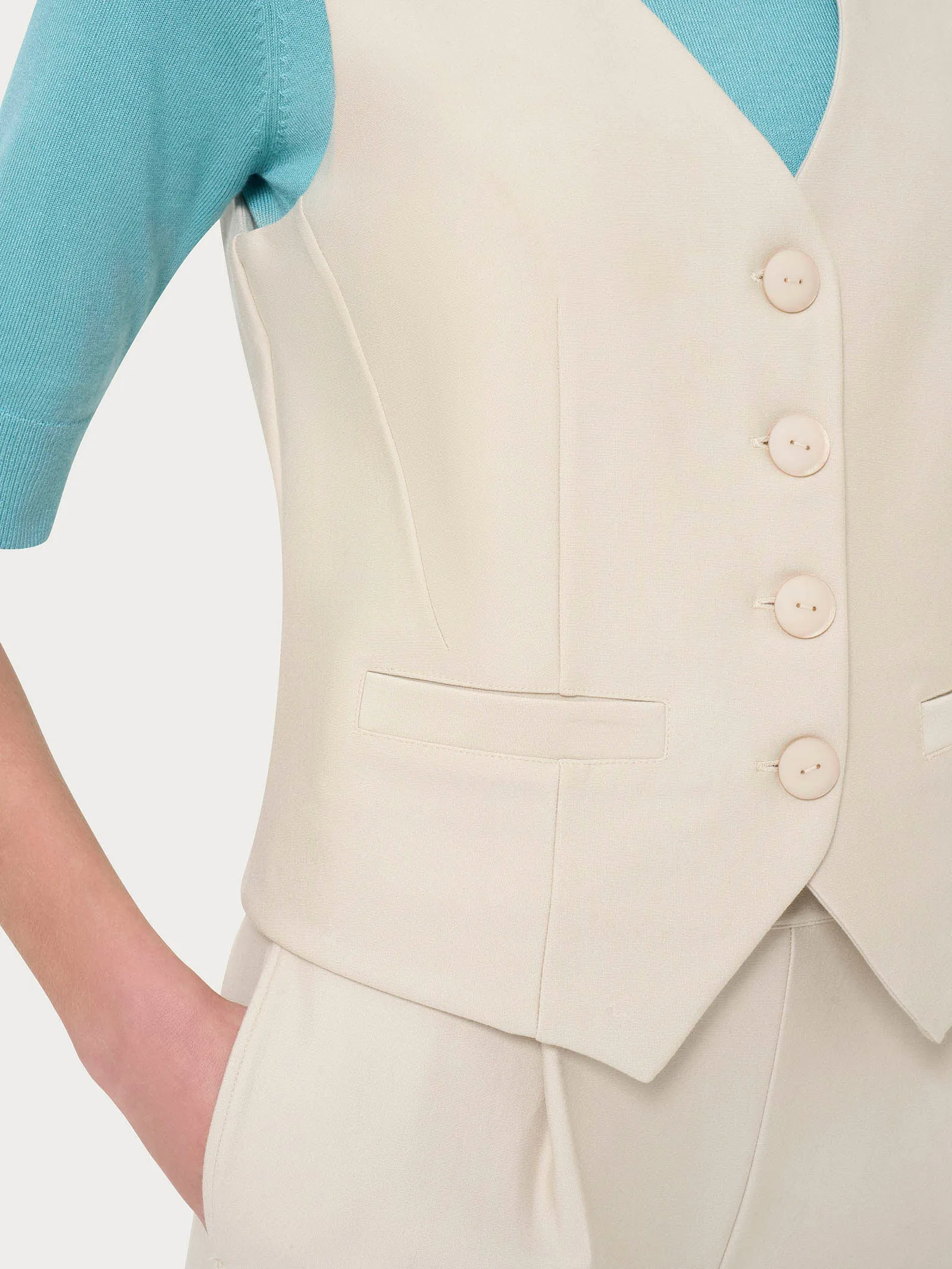 Gilet con quattro bottoni in Compact  - Champignon