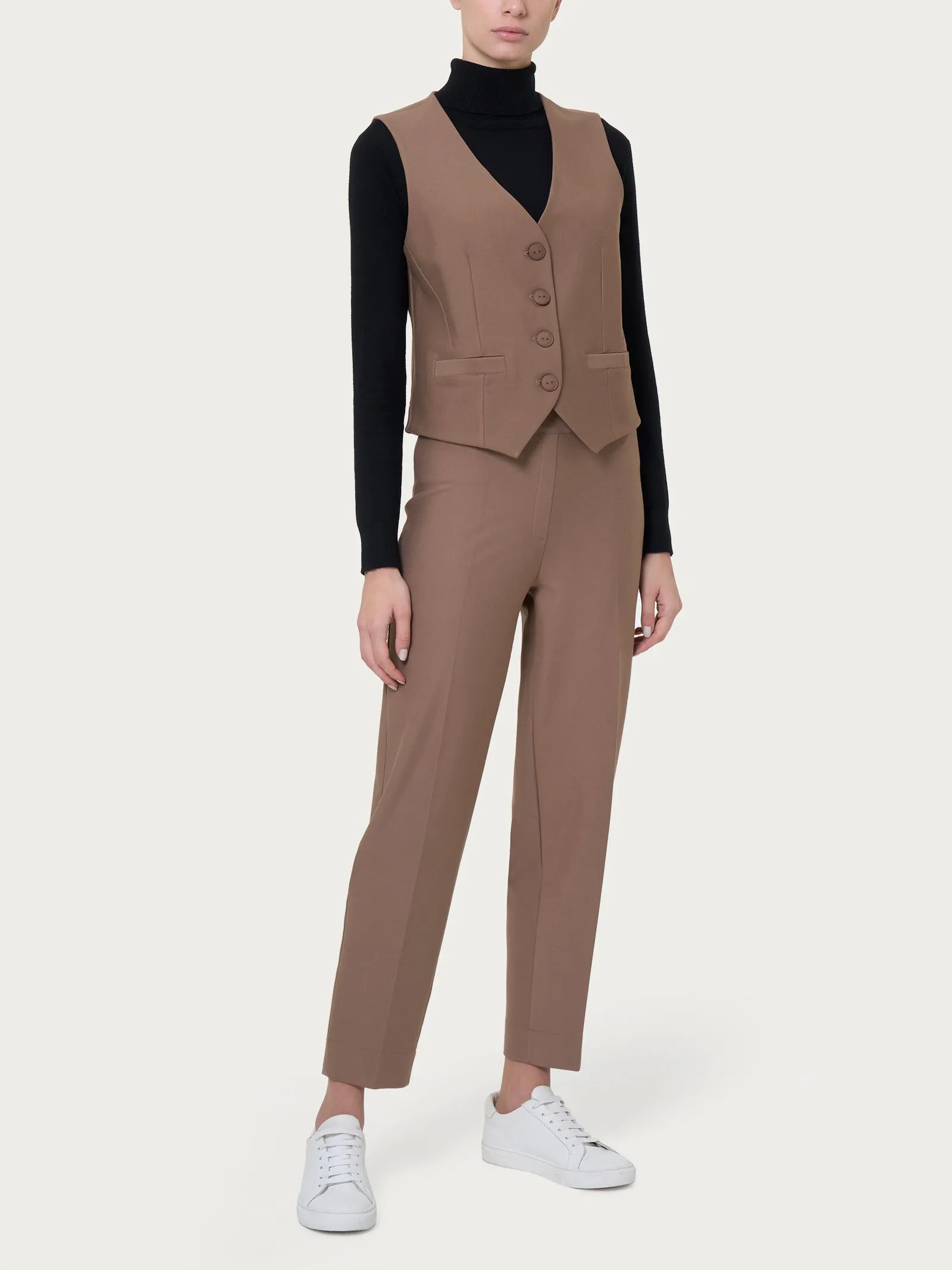Gilet con quattro bottoni in Compact  - Champignon