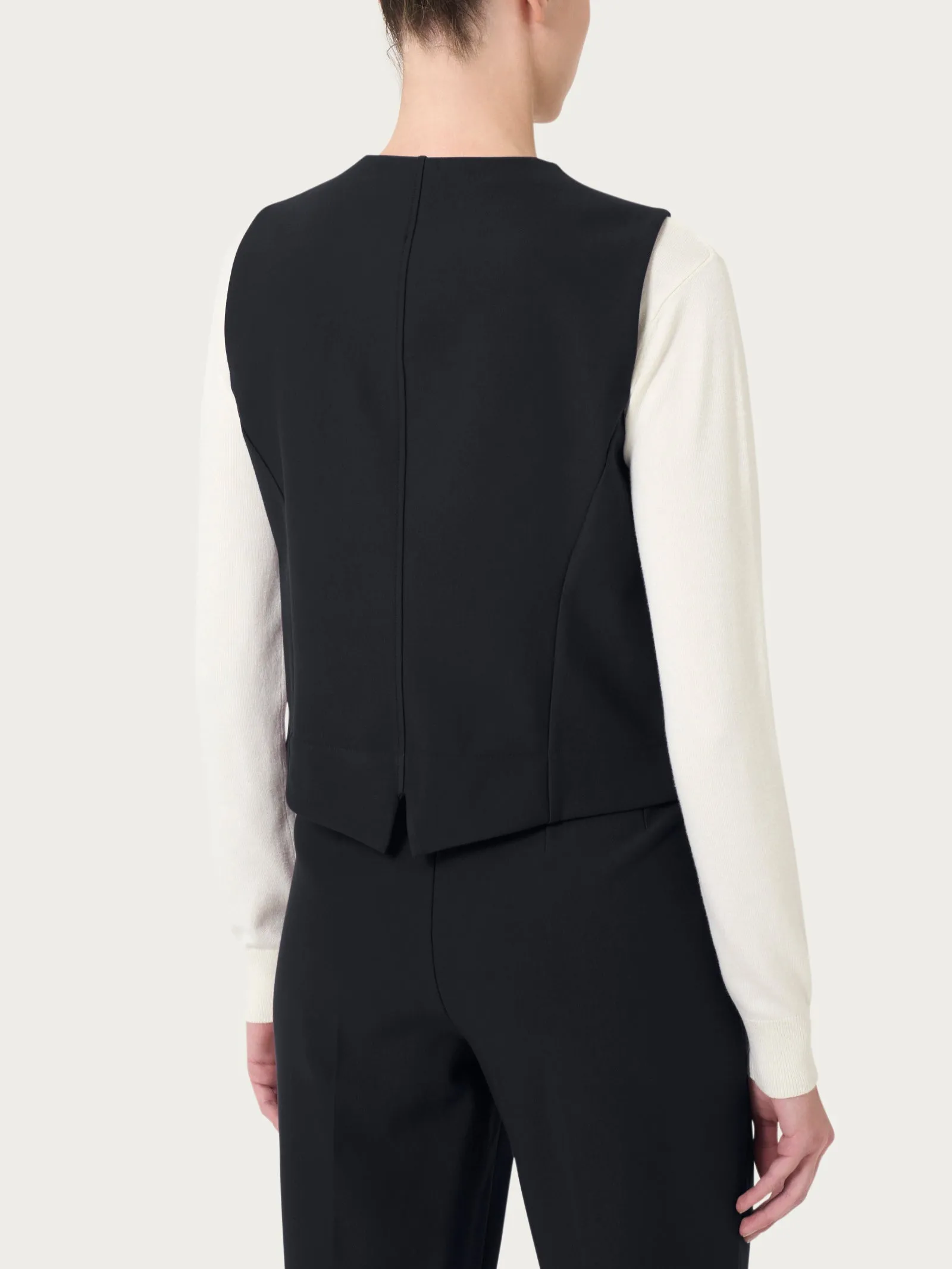 Gilet con quattro bottoni in Compact  - Nero