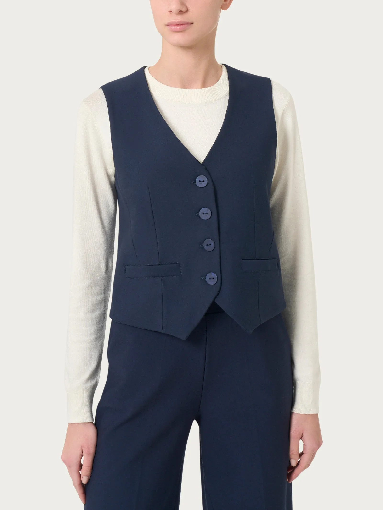 Gilet con quattro bottoni in Compact  - Persia