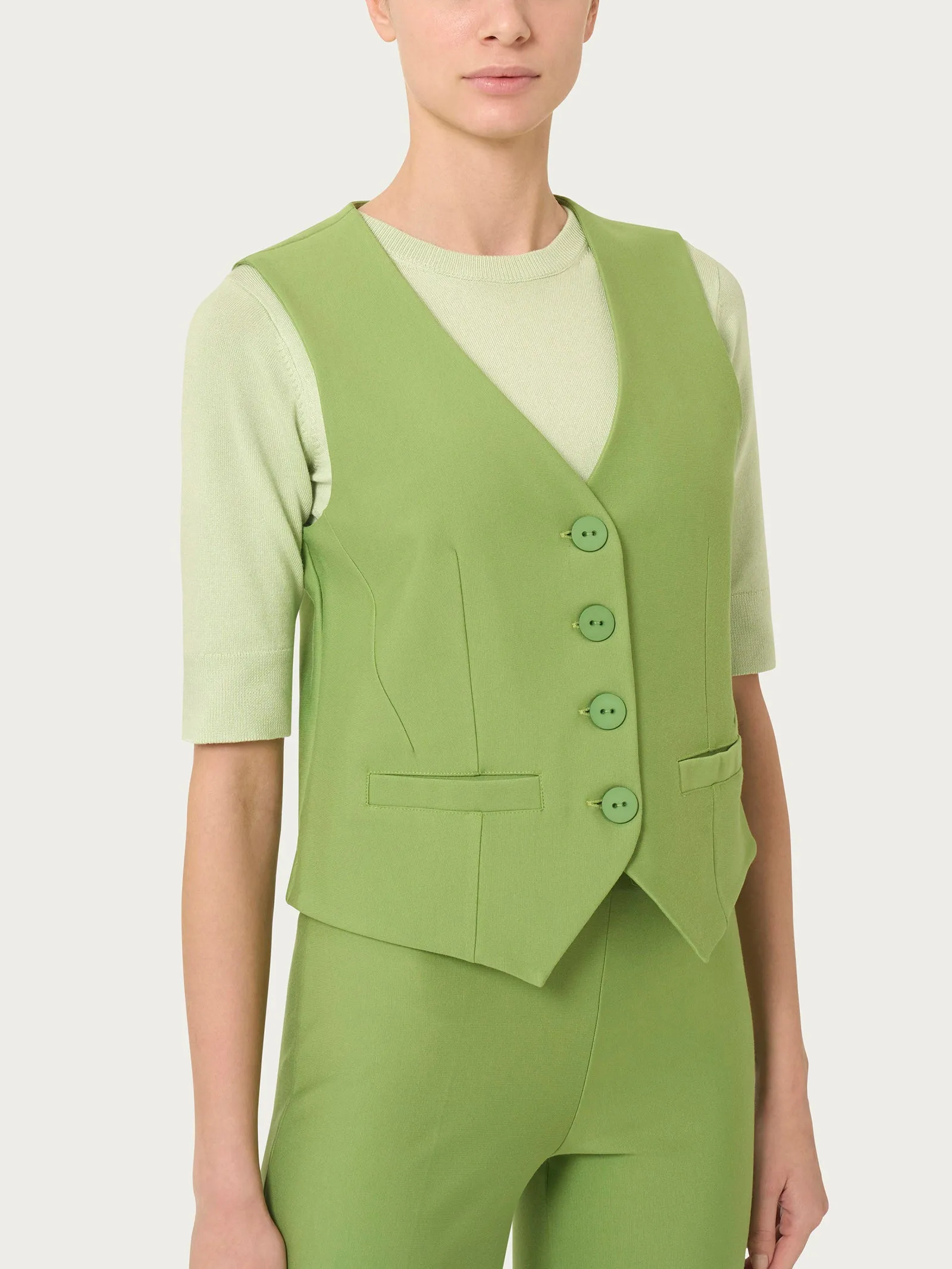Gilet con quattro bottoni in Compact  - Piquant Green