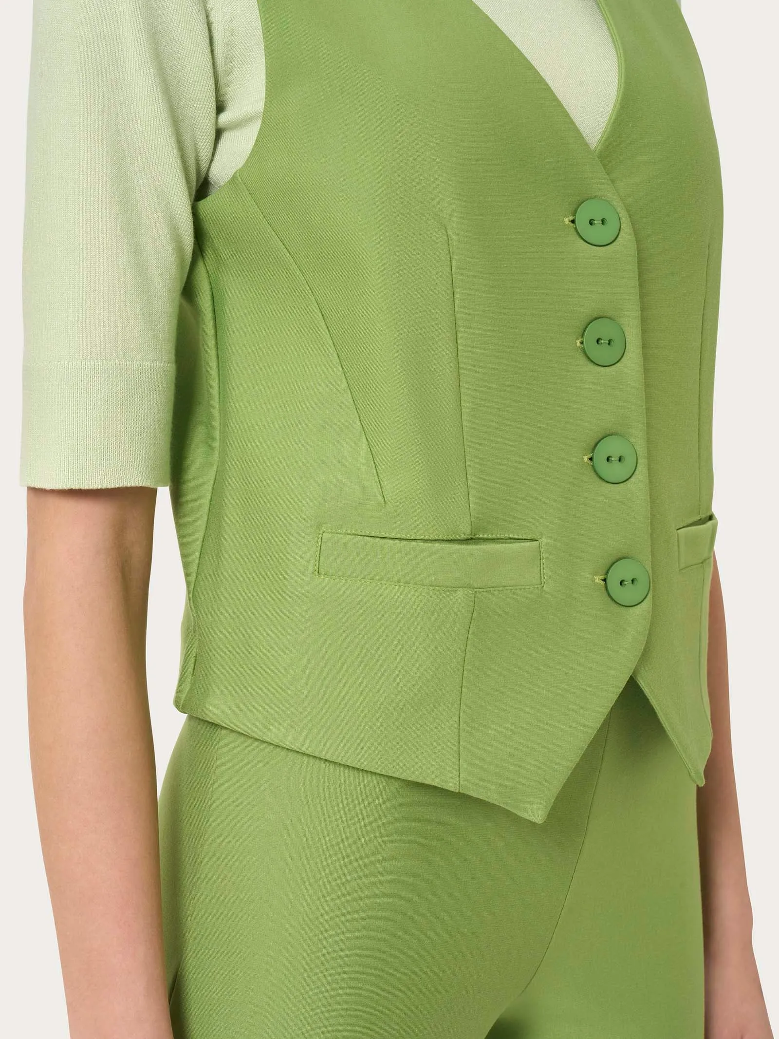Gilet con quattro bottoni in Compact  - Piquant Green