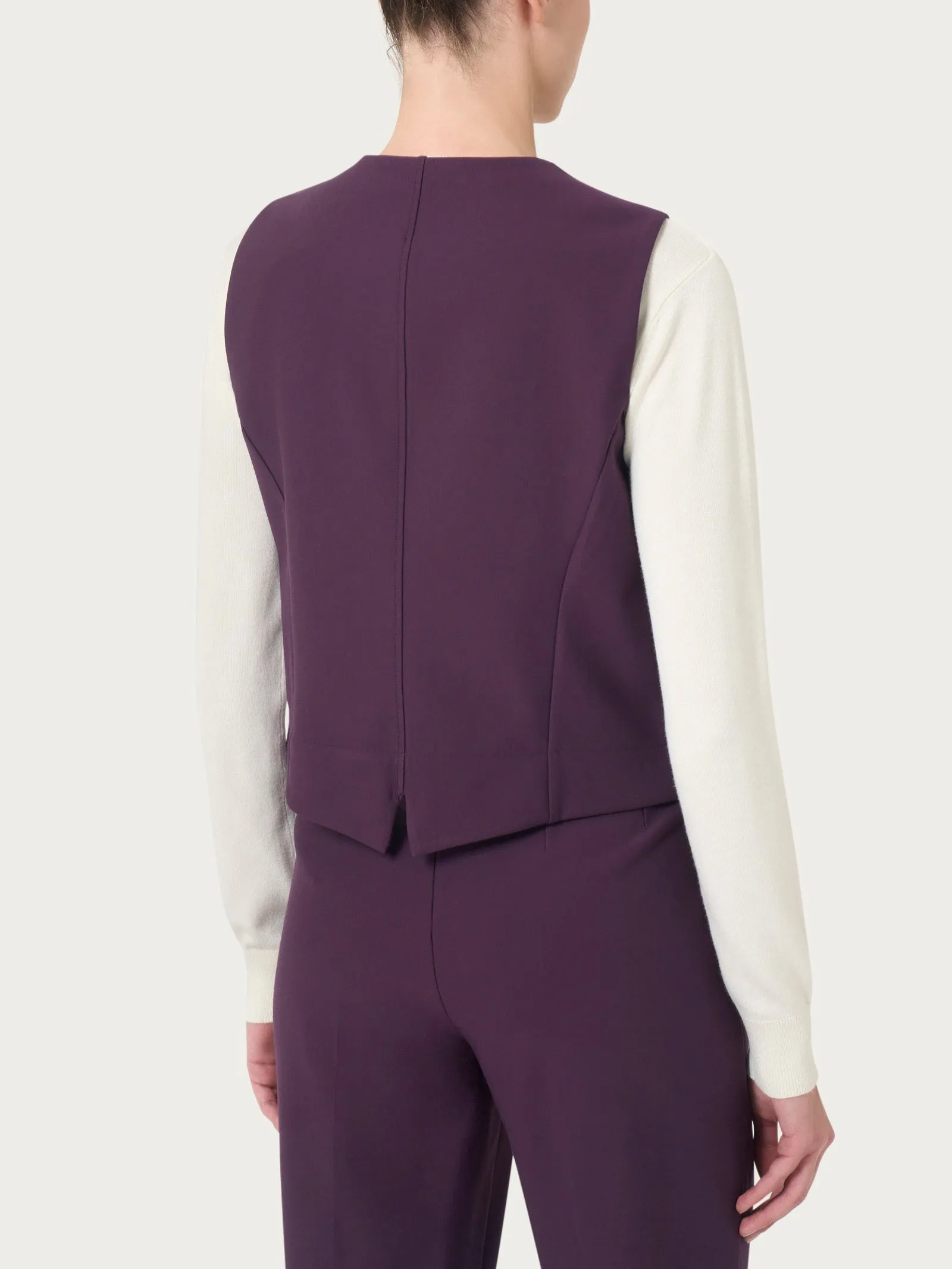Gilet con quattro bottoni in Compact  - Plum Perfect