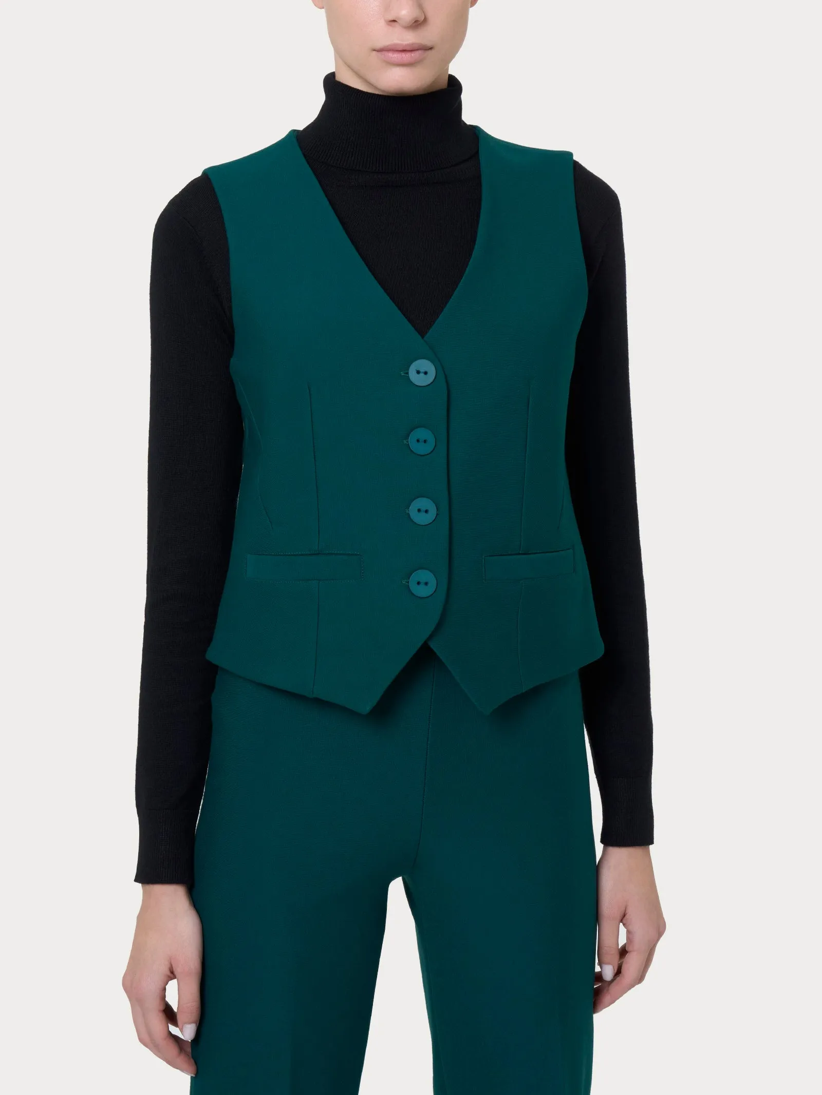 Gilet con quattro bottoni in Compact  - Rain Forest