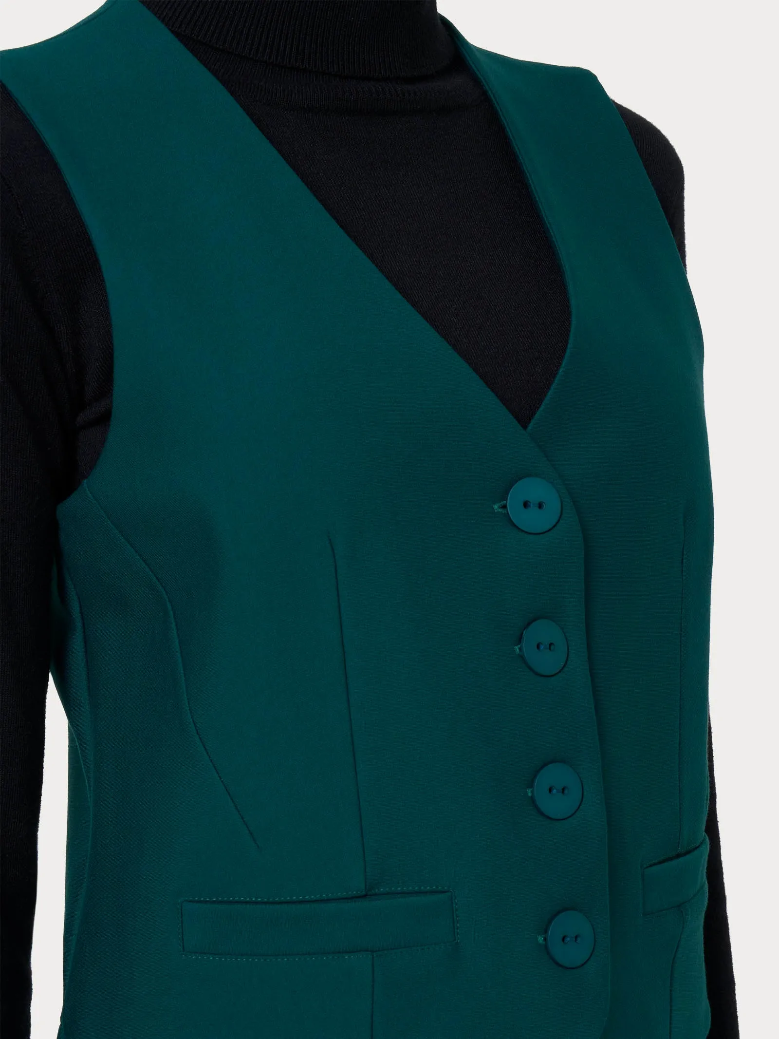 Gilet con quattro bottoni in Compact  - Rain Forest