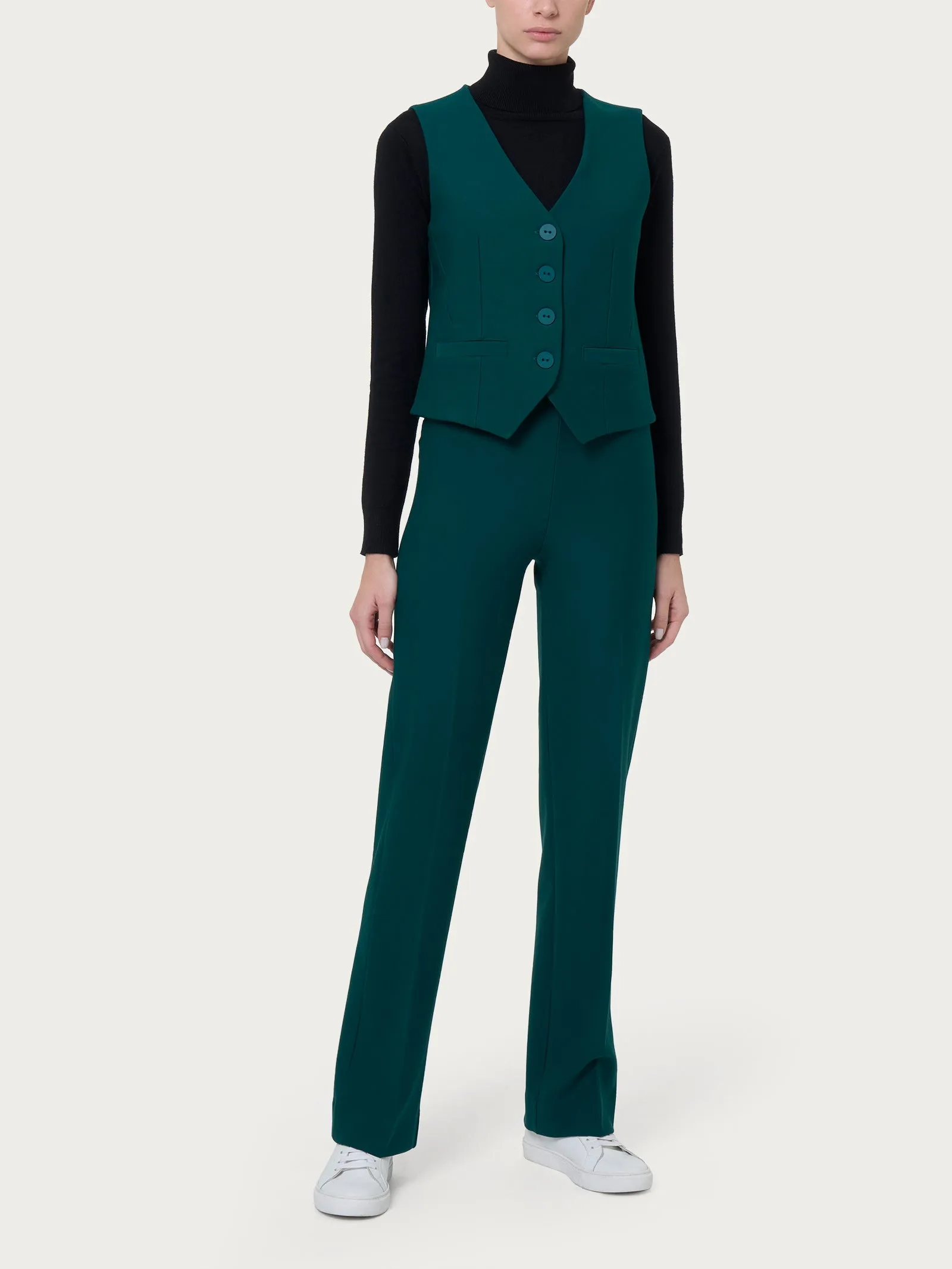 Gilet con quattro bottoni in Compact  - Rain Forest
