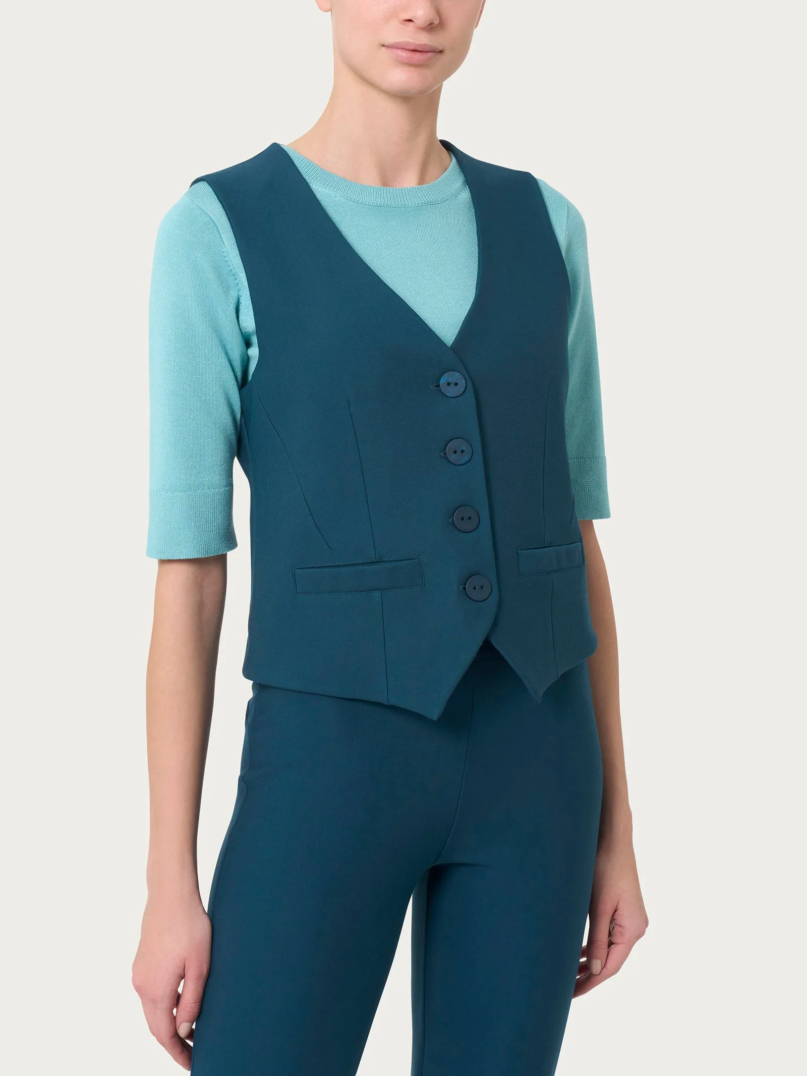 Gilet con quattro bottoni in Compact  - Reflecting Pond