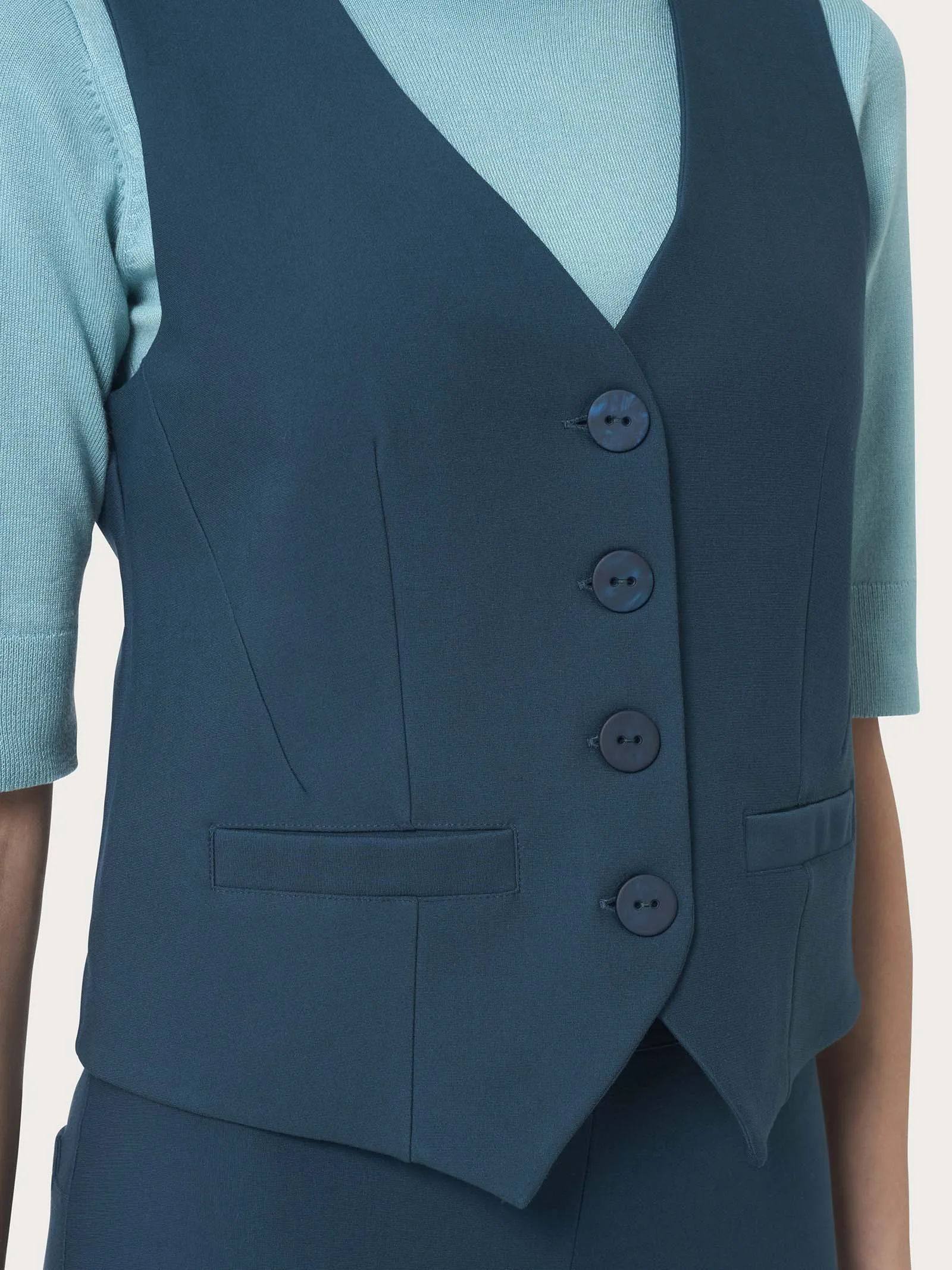 Gilet con quattro bottoni in Compact  - Reflecting Pond