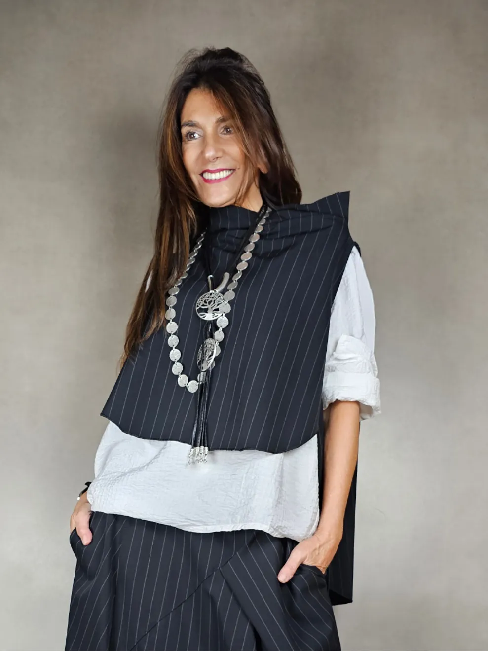 gilet cratere gessato 93ny6ea