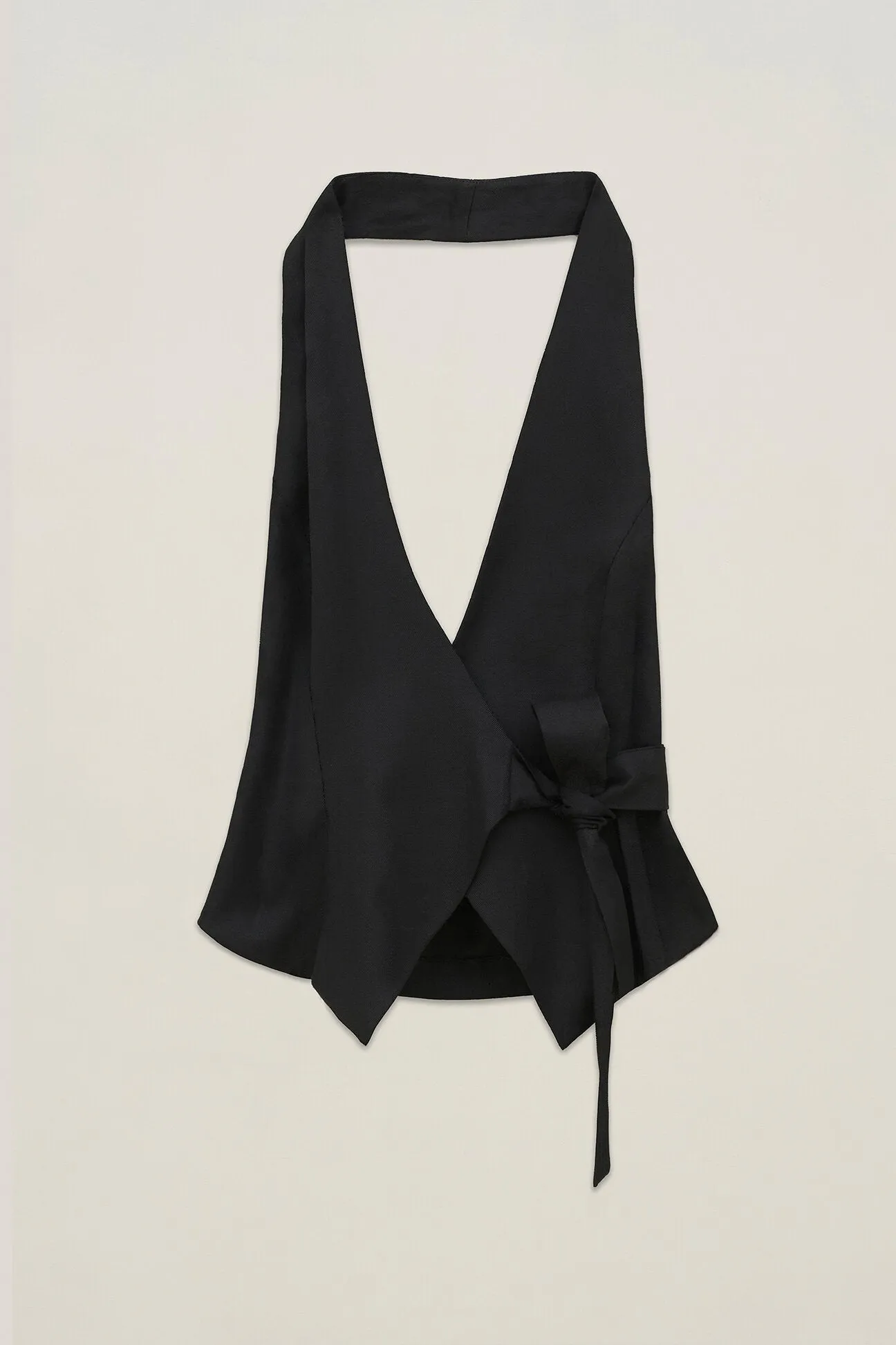 Gilet in crepe di viscosa elasticizzato con chiusura a portafoglio
