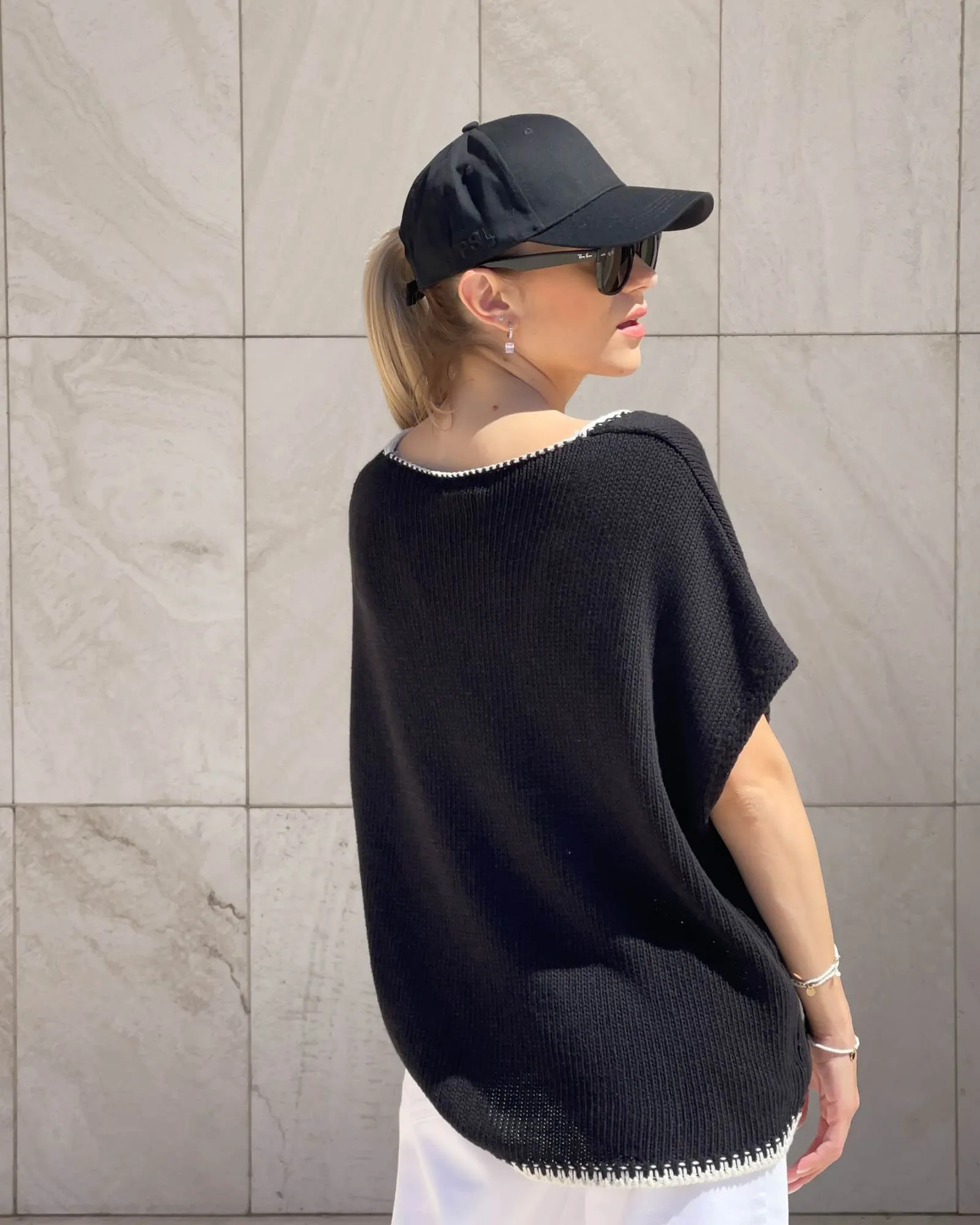 GILET IN MAGLIA SUNDAY NERO PANNA