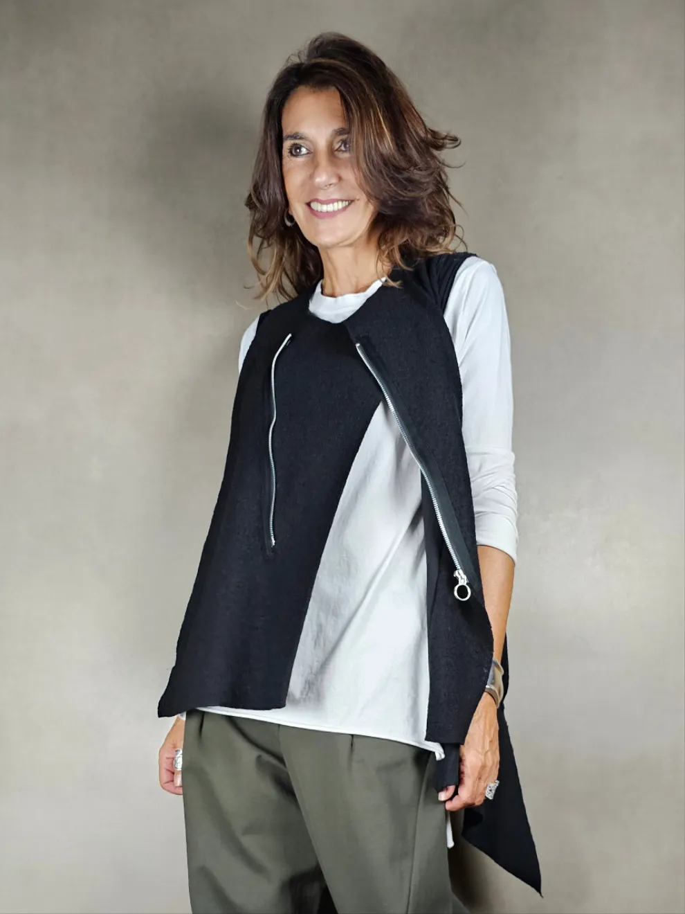 gilet lana cerniera 100wv