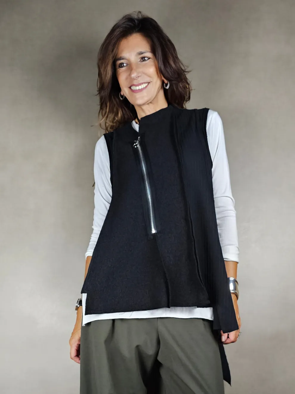gilet lana cerniera 100wv