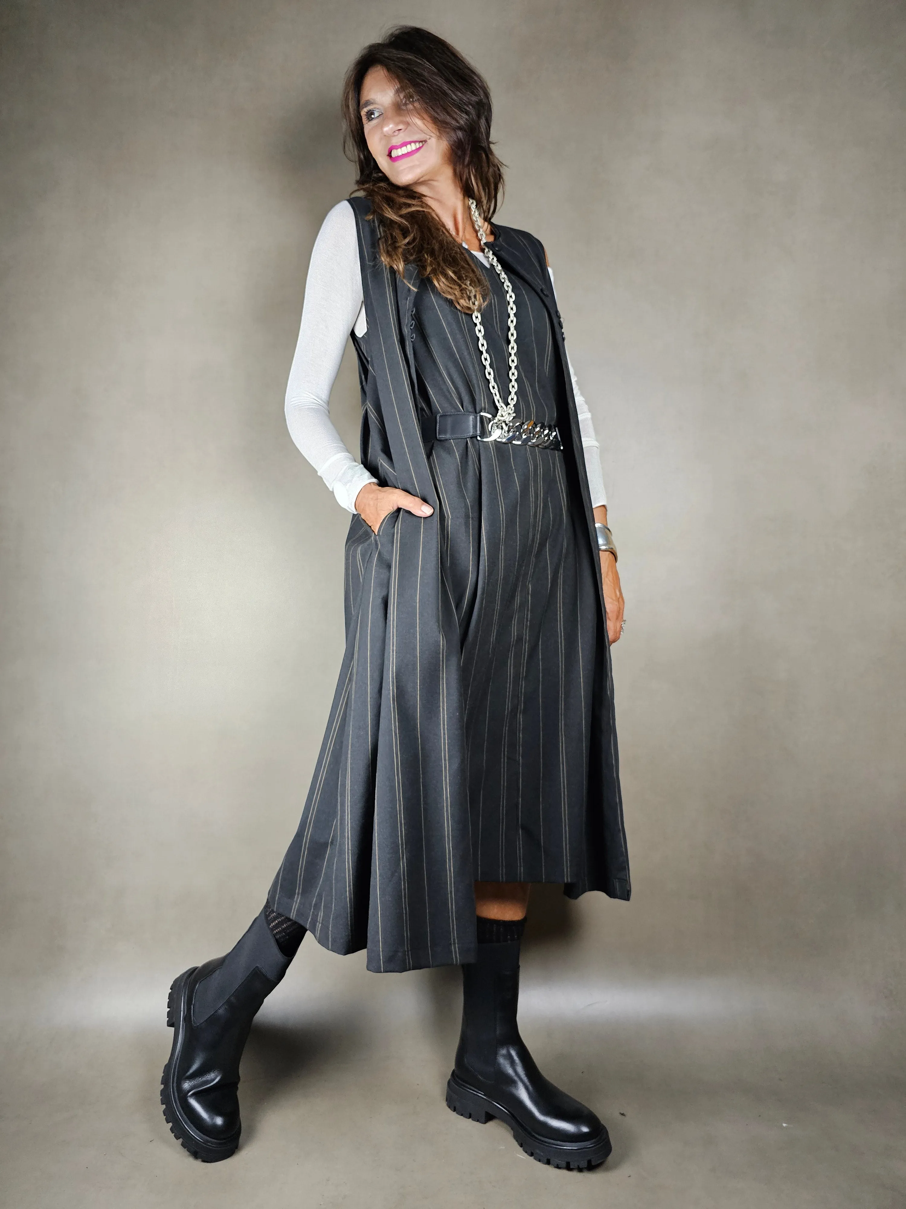 gilet lungo gessato alternato 65pl33vi2ea