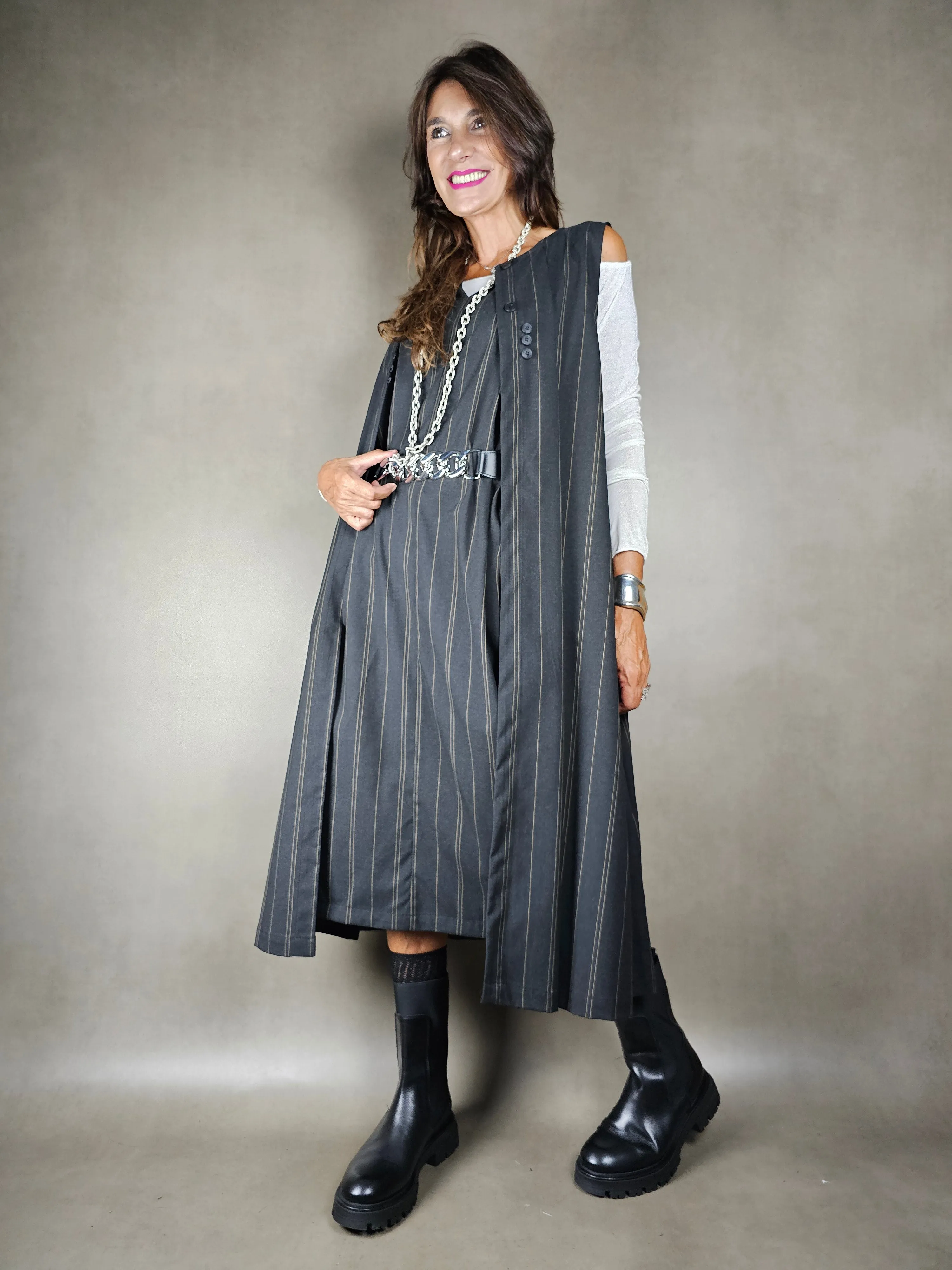 gilet lungo gessato alternato 65pl33vi2ea