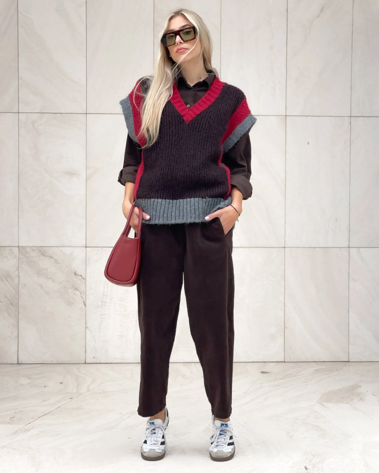 GILET PETRA ROSSO CIOCCOLATO GRIGIO