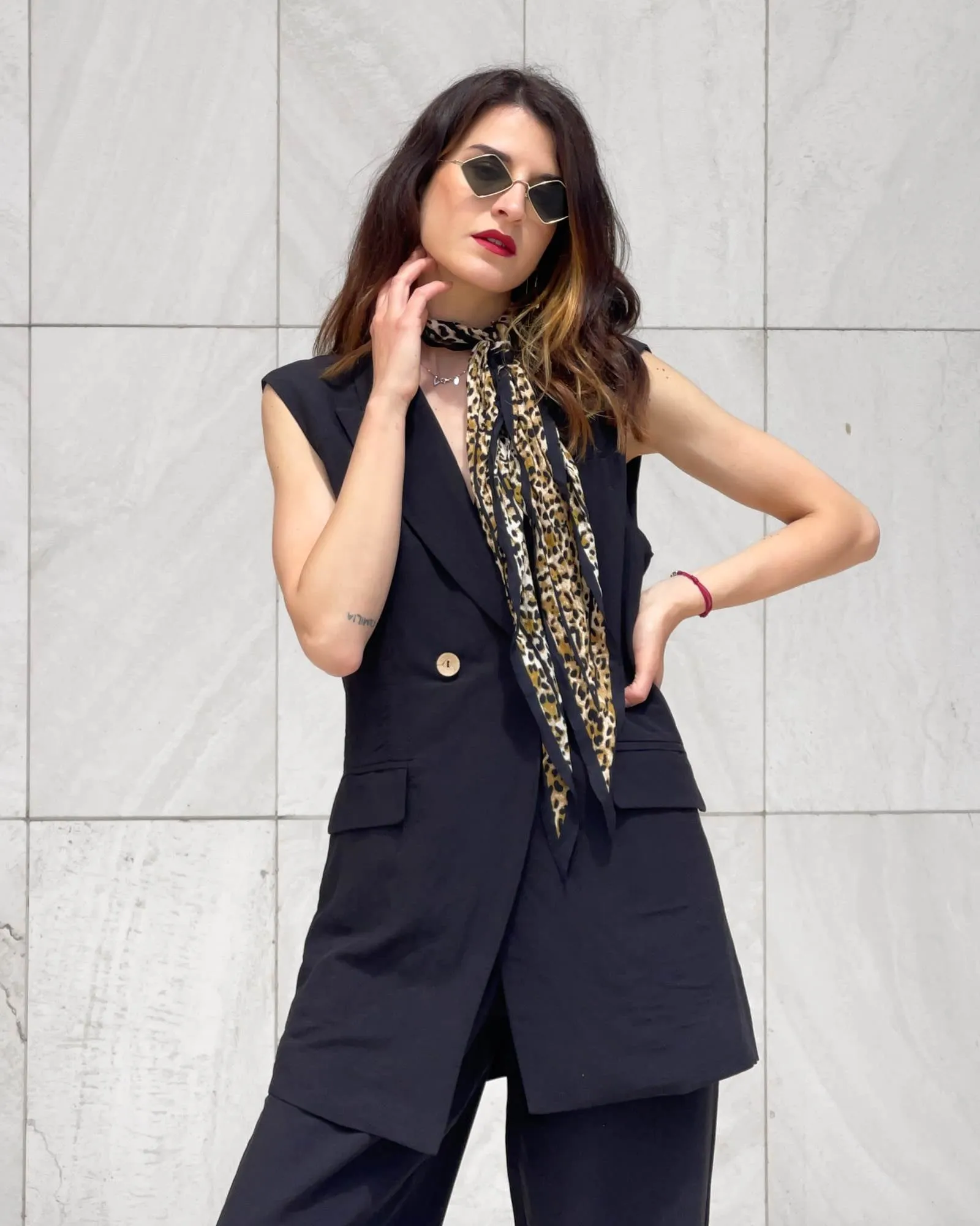 GILET PSL LINO VISCOSA NERO