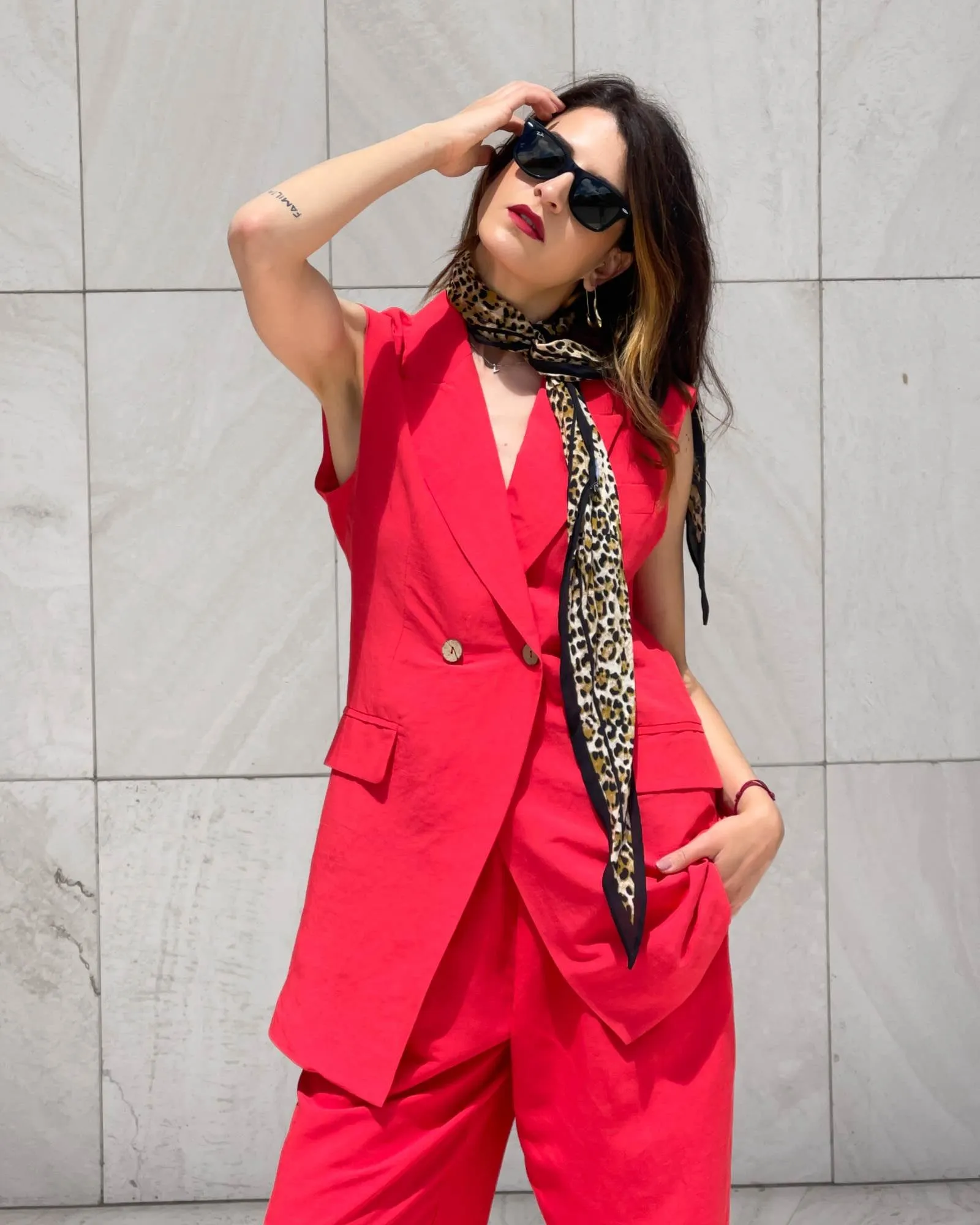 GILET PSL LINO VISCOSA PAPAVERO