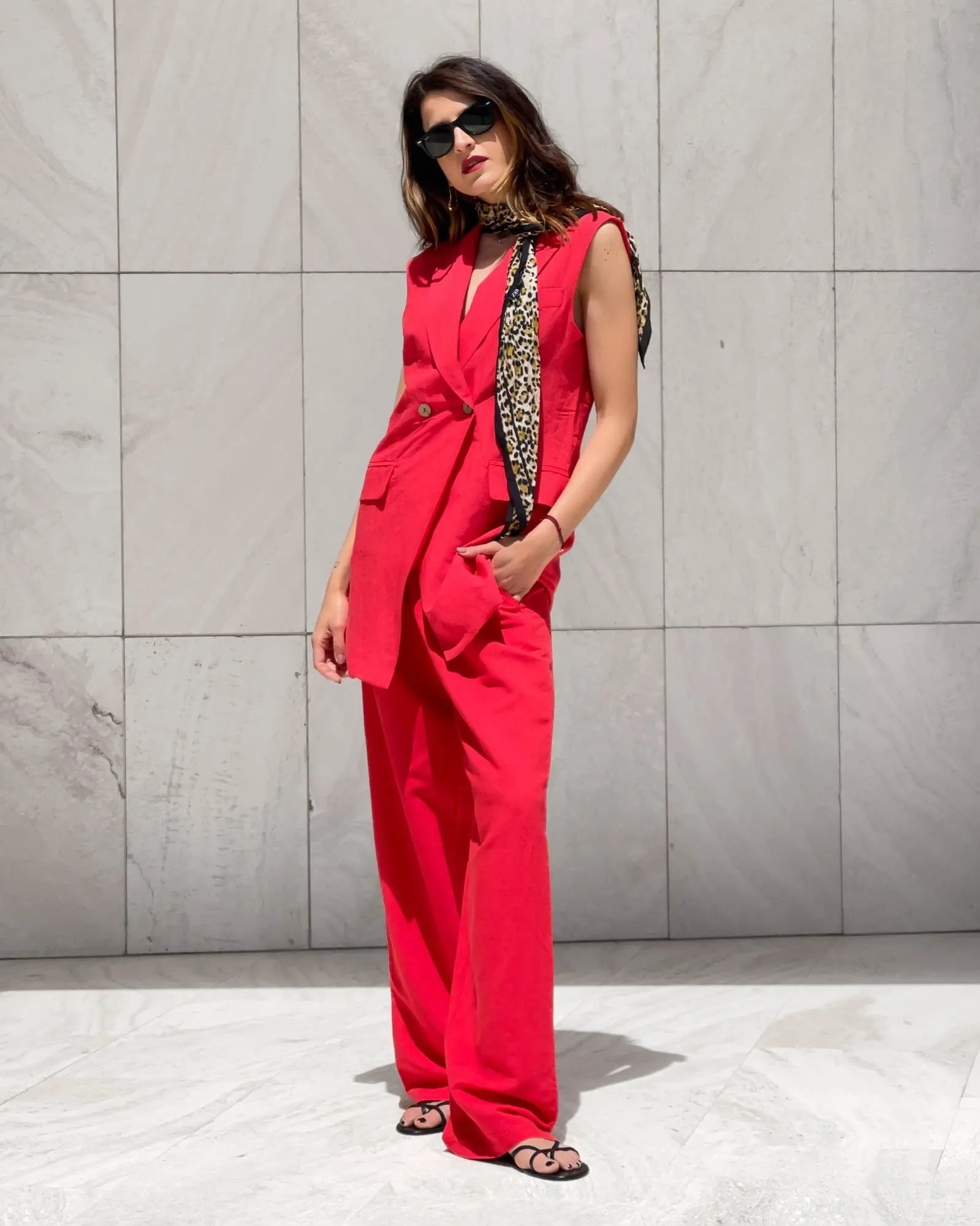 GILET PSL LINO VISCOSA PAPAVERO
