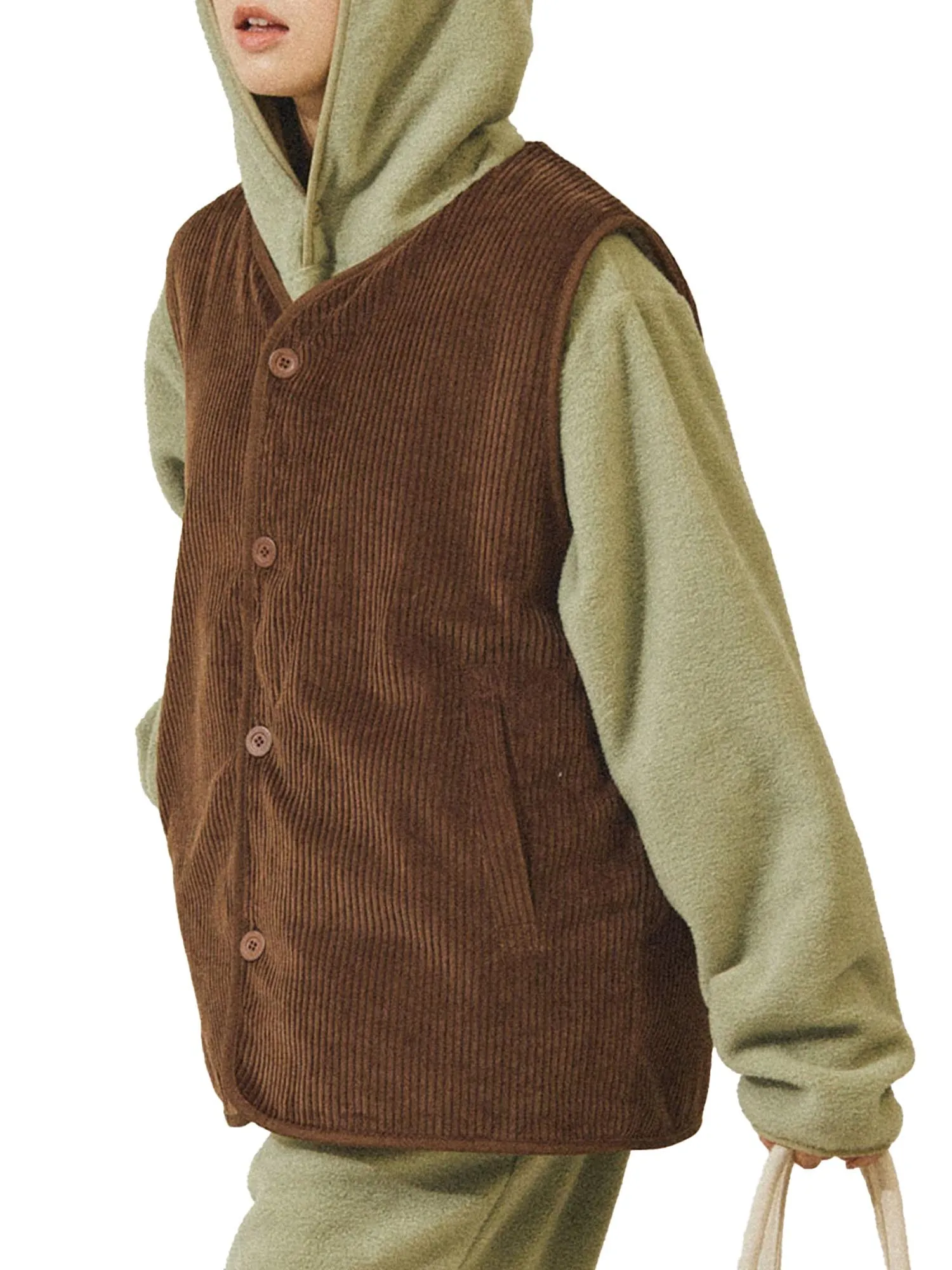 Gilet reversibile in pile di velluto a coste